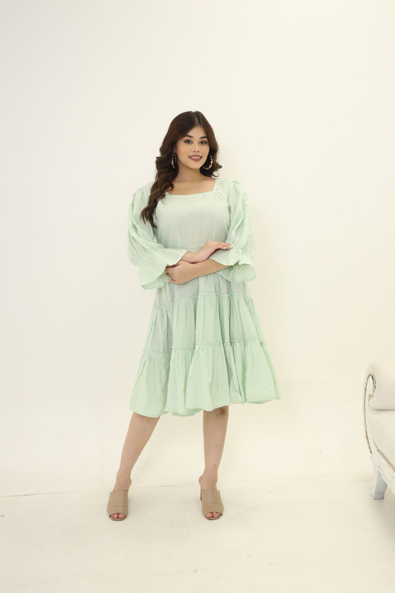 Mint Pearl Cotton Dress