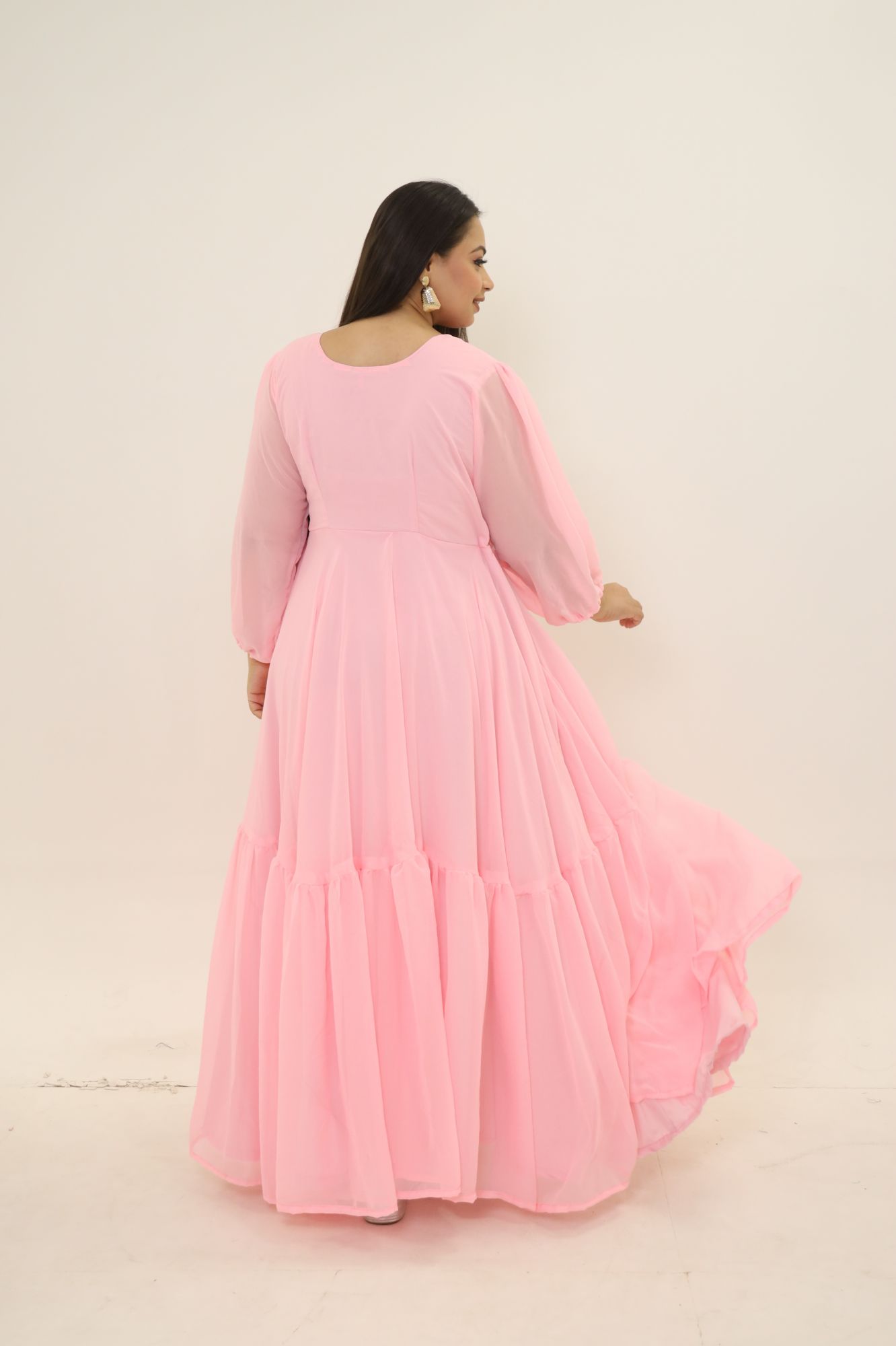 Blush Pink Frill Georgette Dress