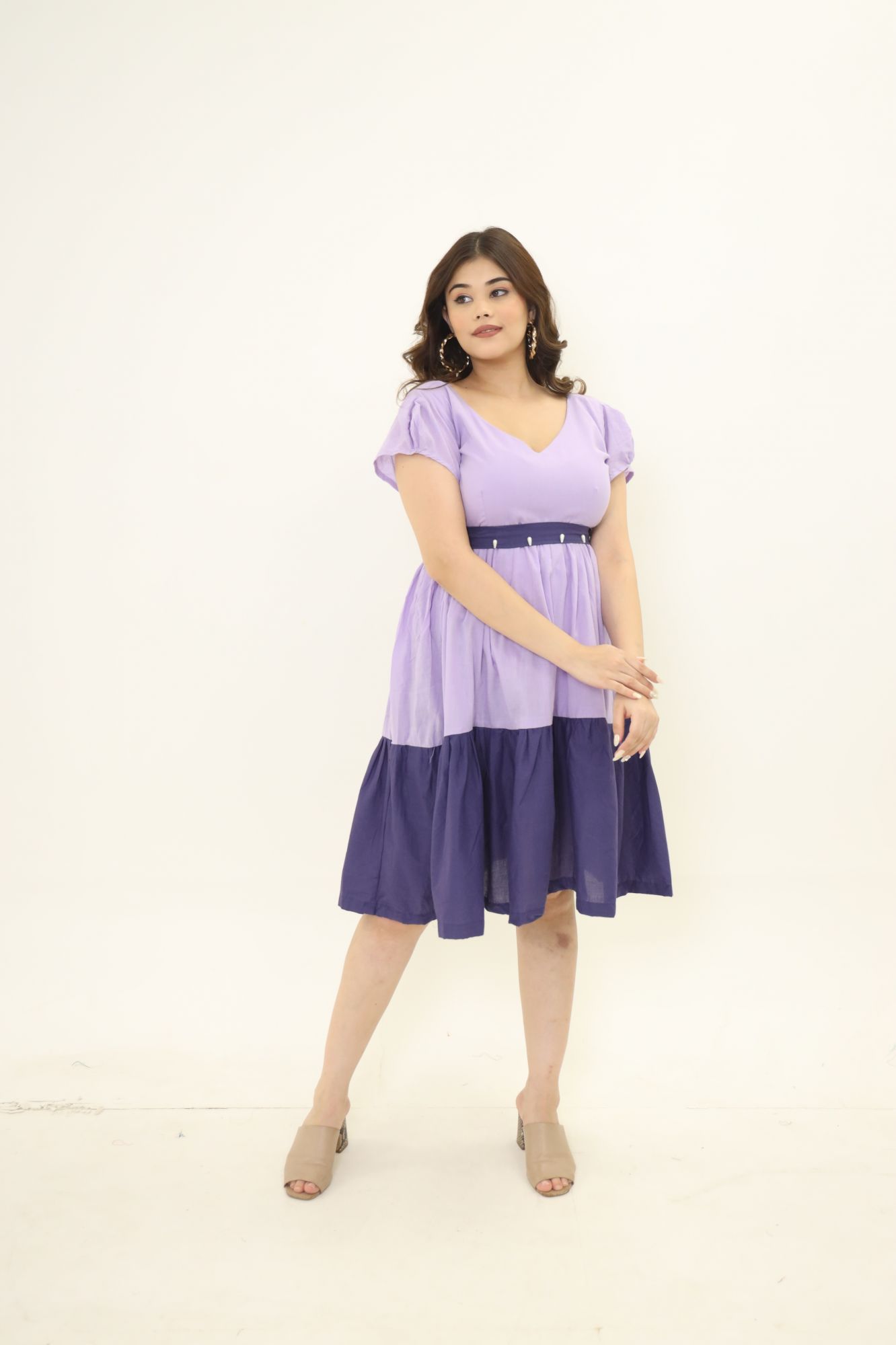Shades Of Purple Pearl Cotton Dress