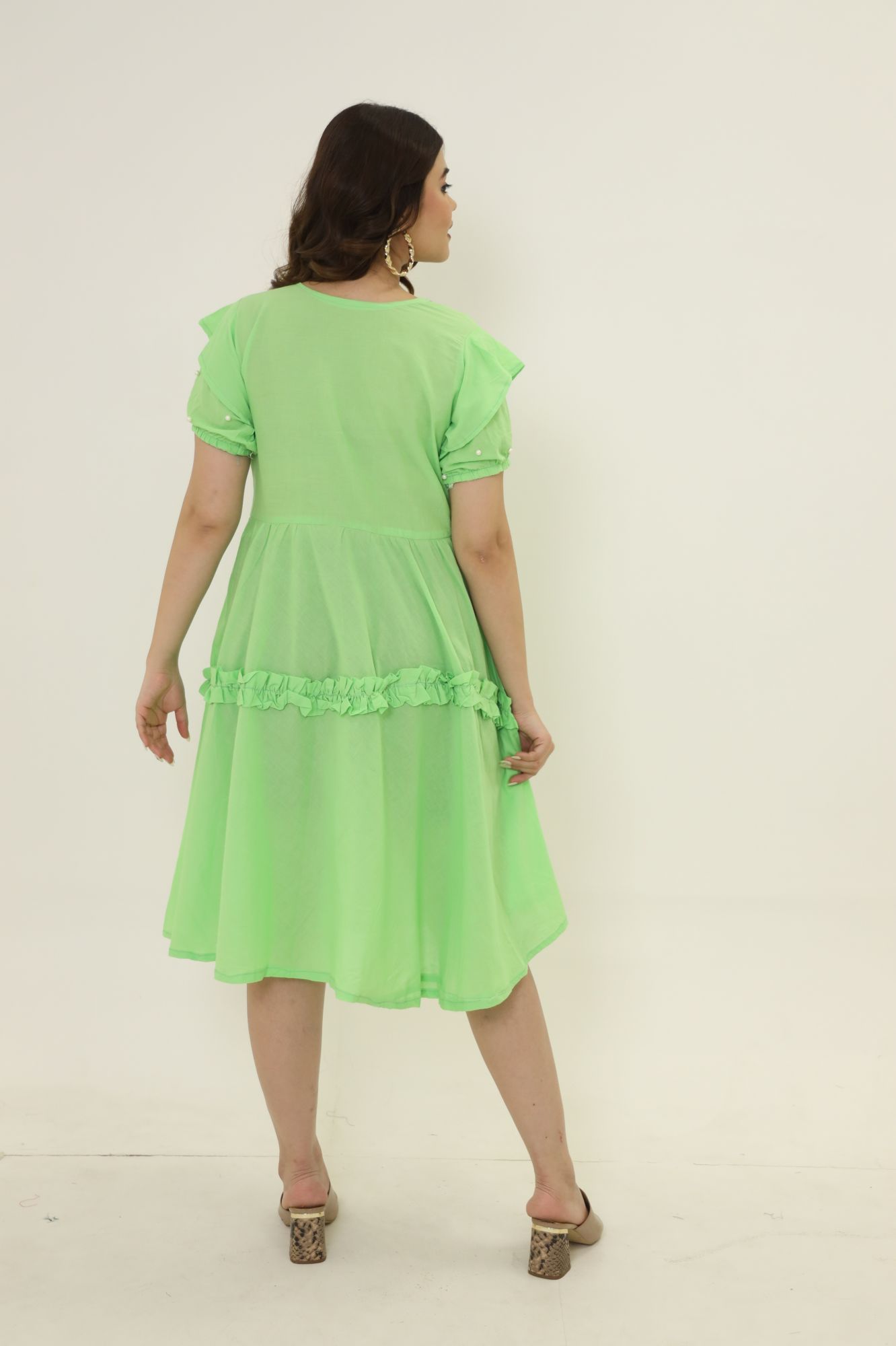 Green Pearl Cotton Dress