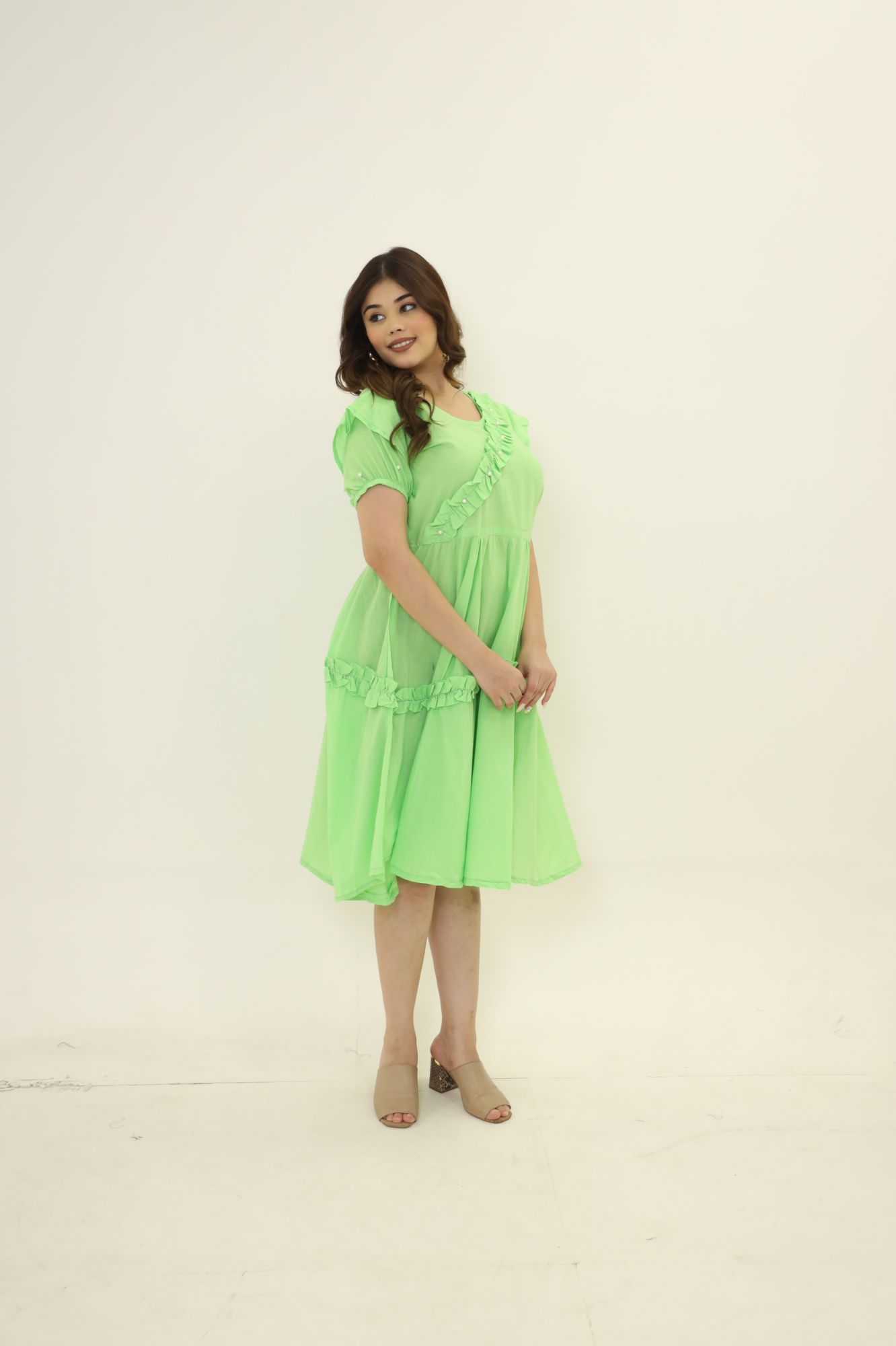 Green Pearl Cotton Dress