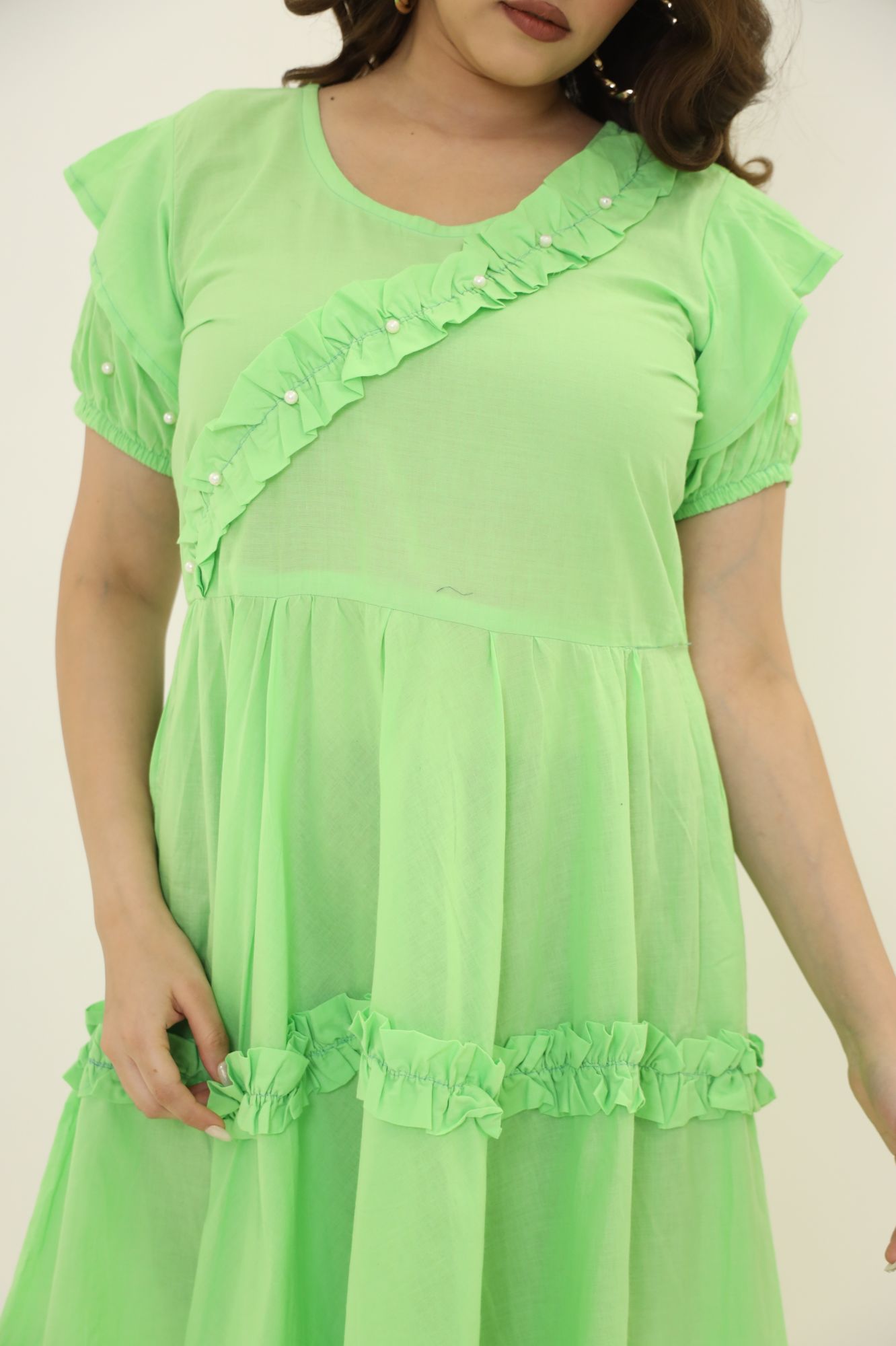 Green Pearl Cotton Dress