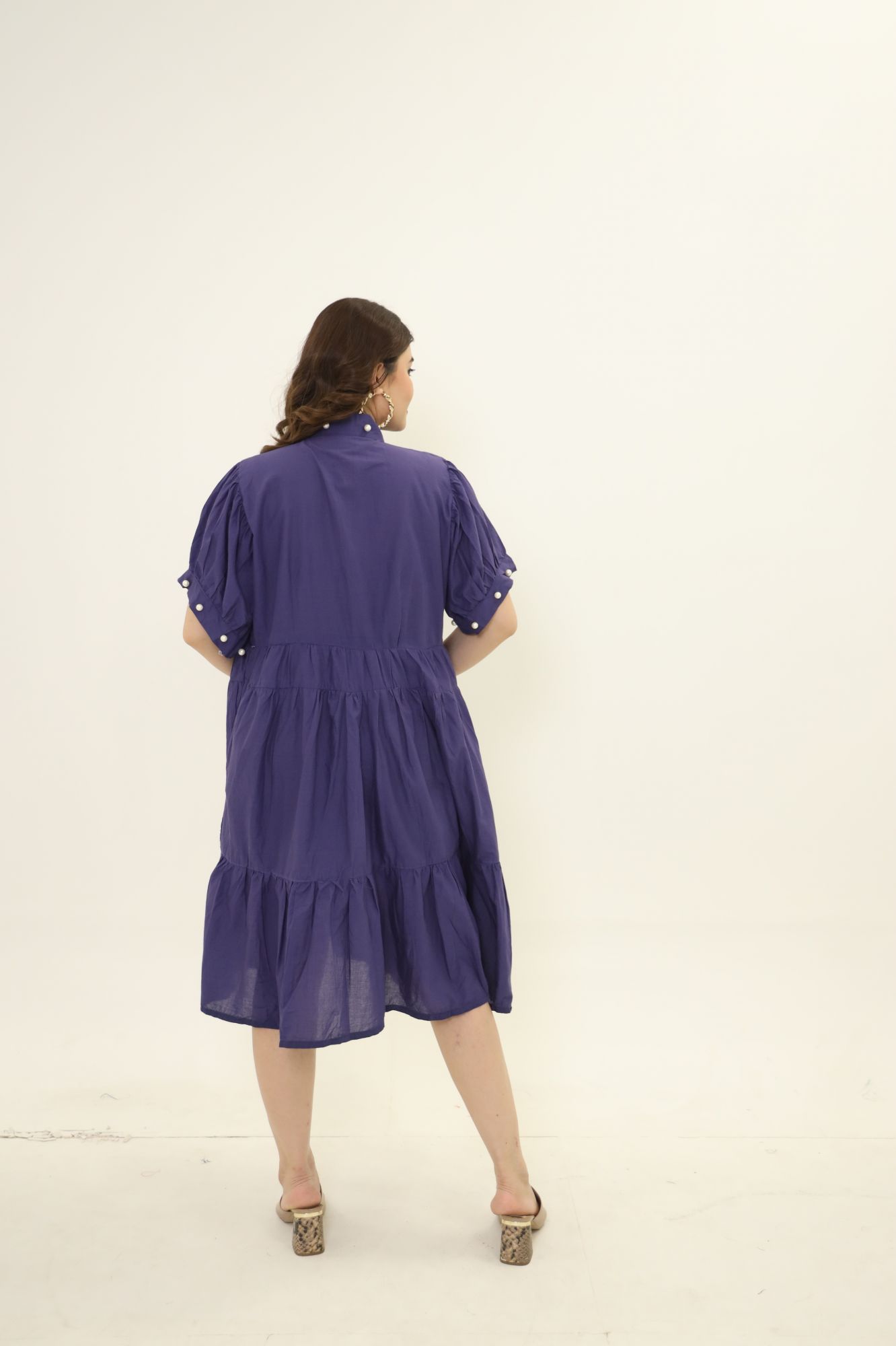 Purple Shirt Pearl Cotton Dress