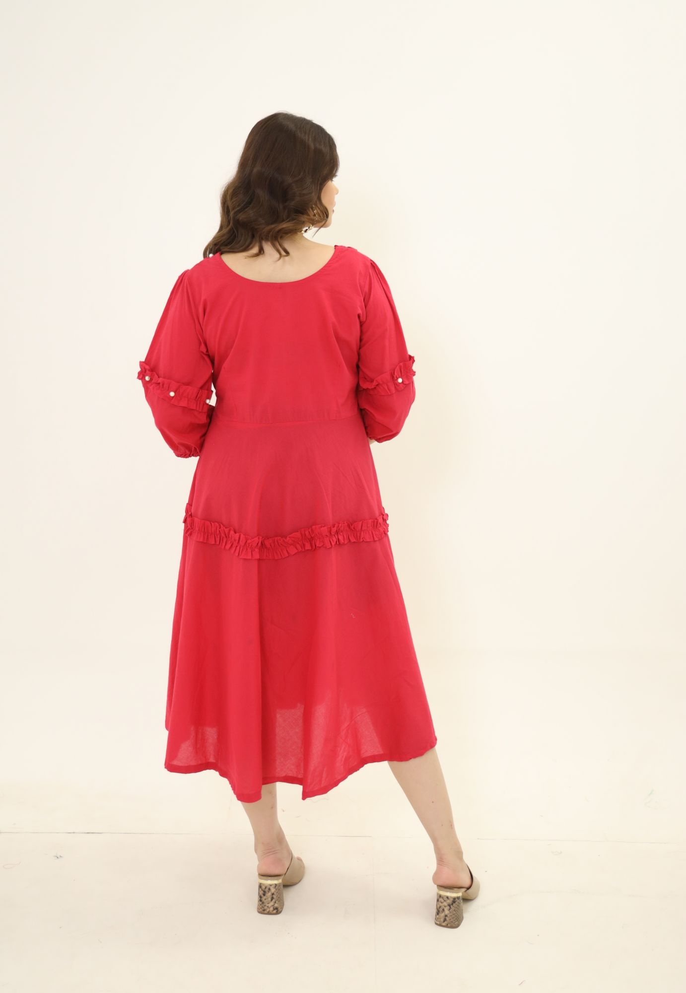 Cherry Red Pearl Cotton Dress