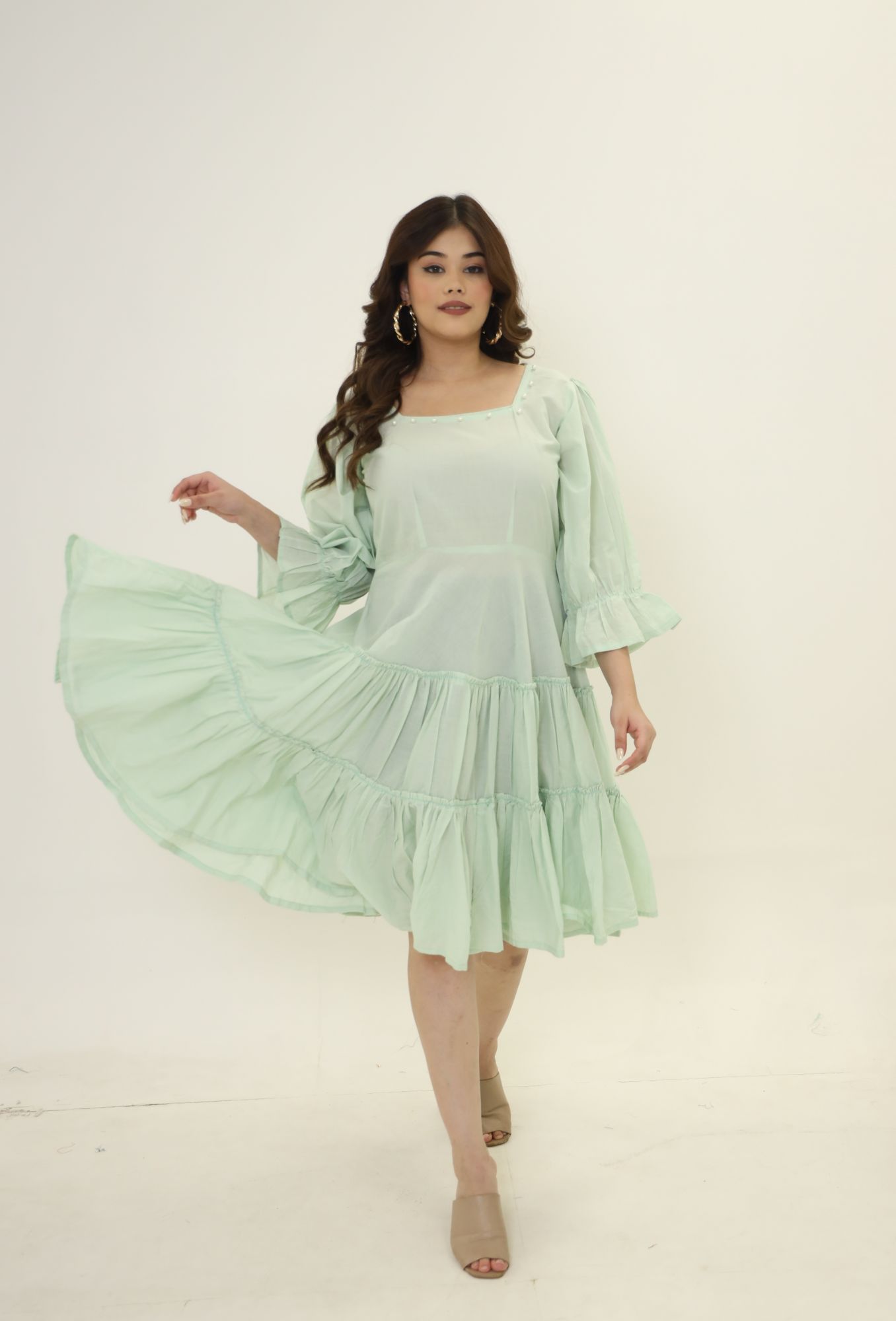 Mint Pearl Cotton Dress