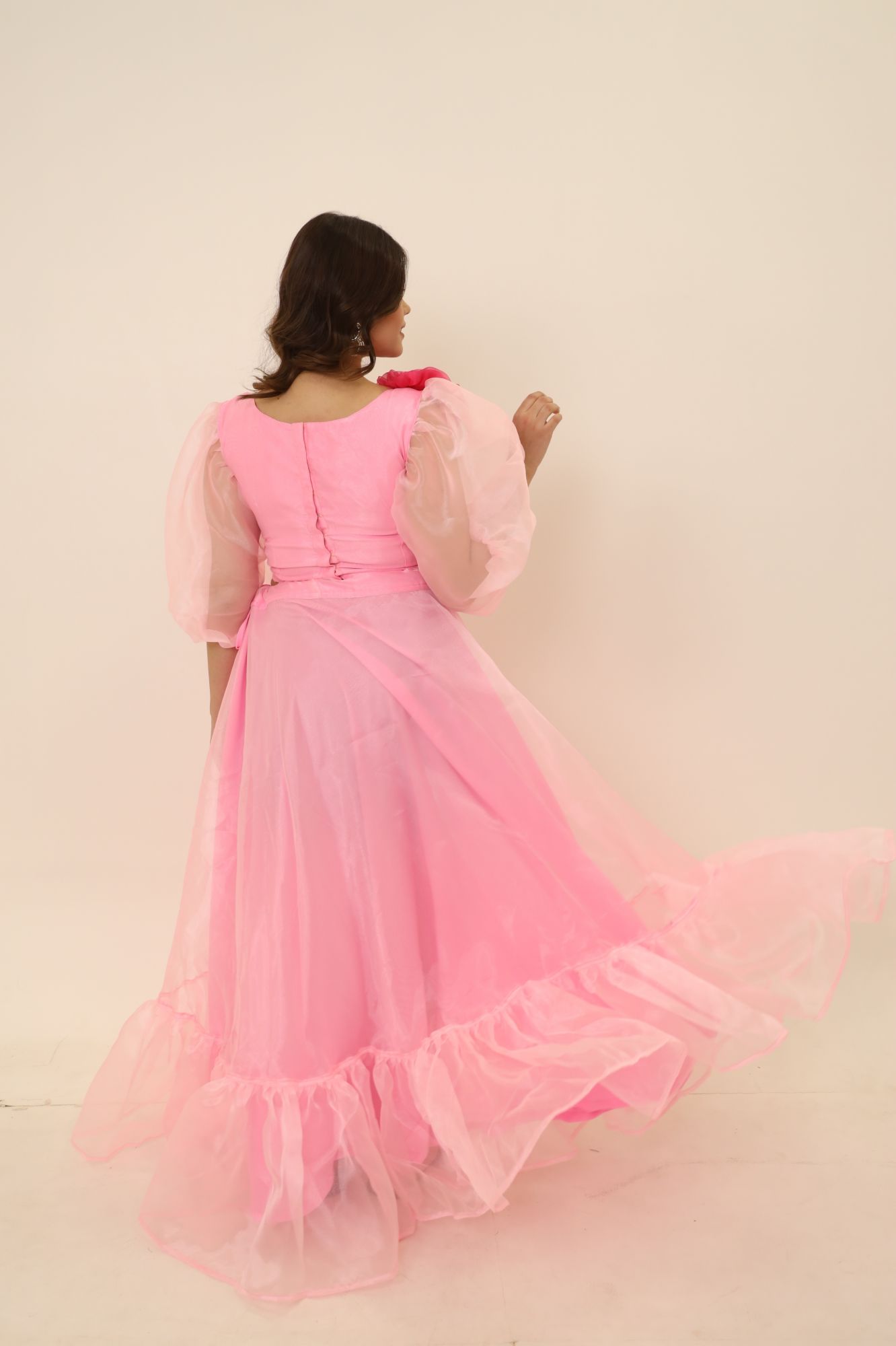 Pink Orgenza Lehenga Set