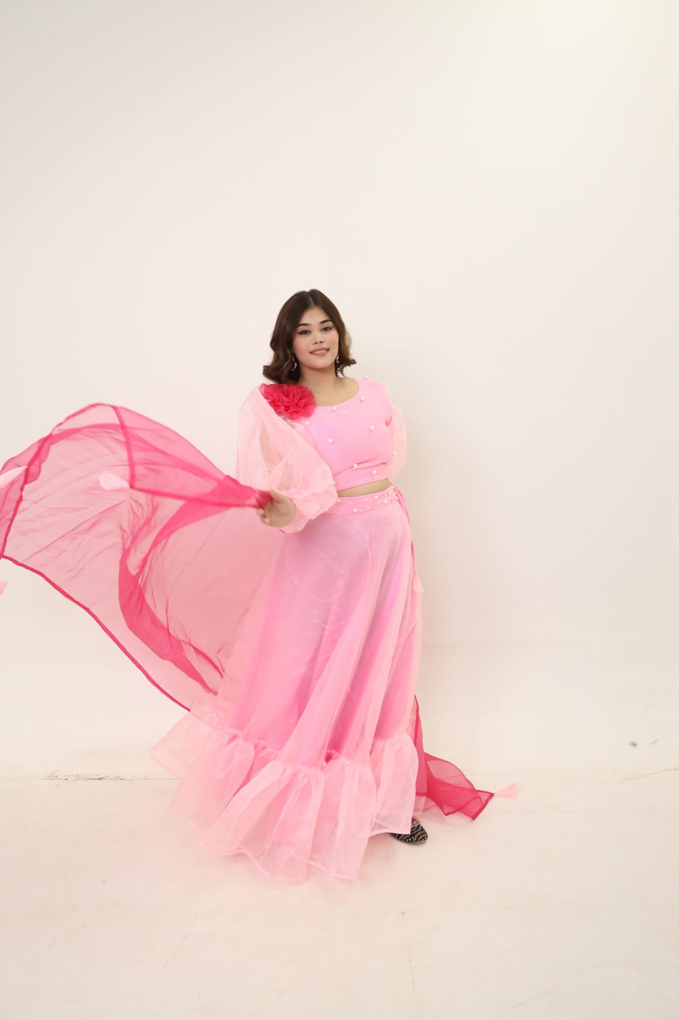 Pink Orgenza Lehenga Set