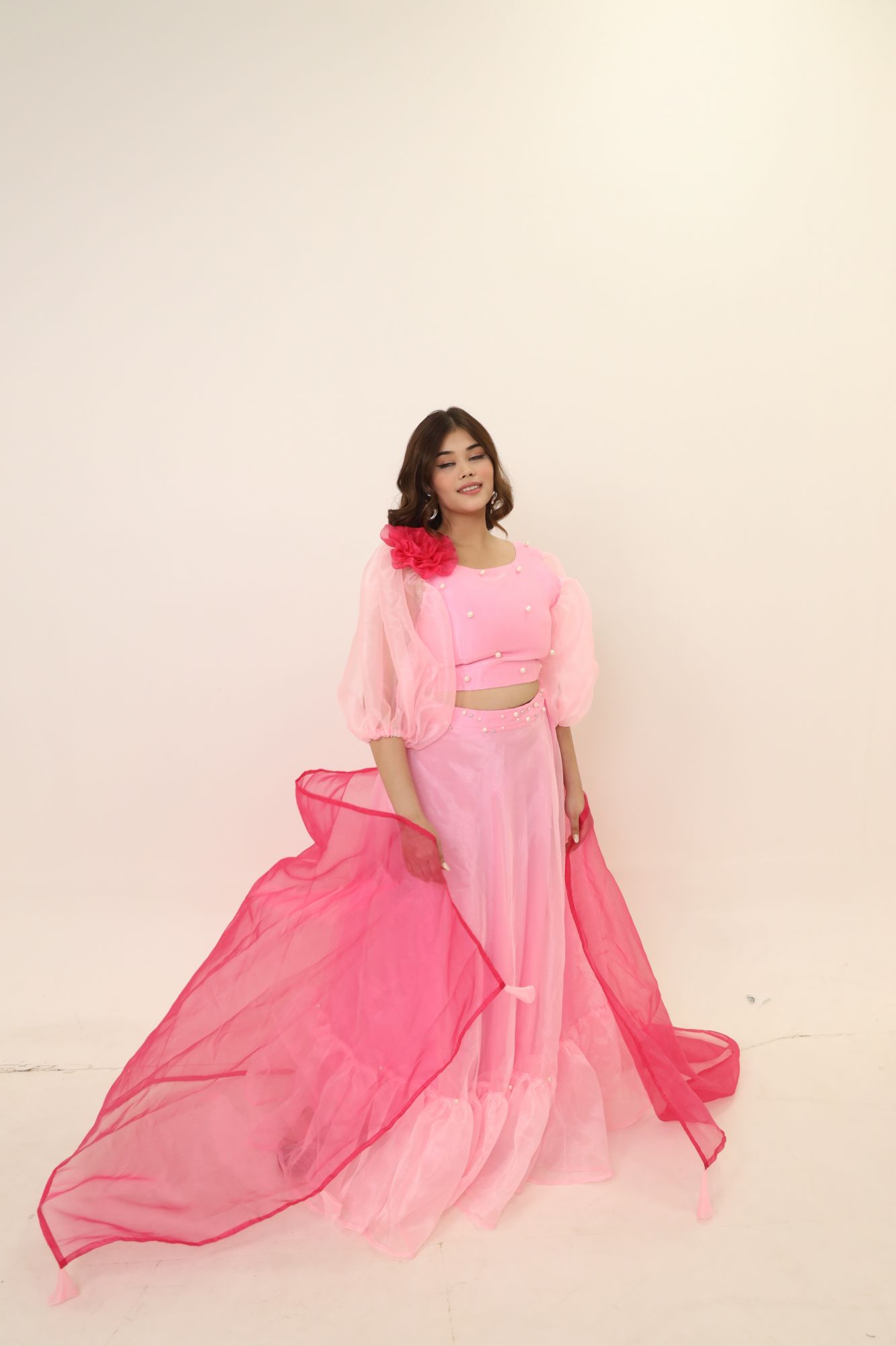 Pink Orgenza Lehenga Set