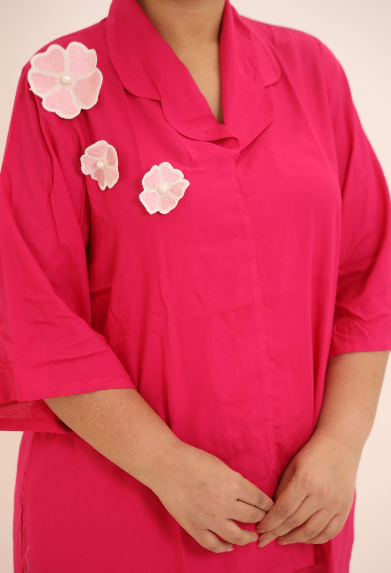 Rani Pink Floral Embroidered Coord Set