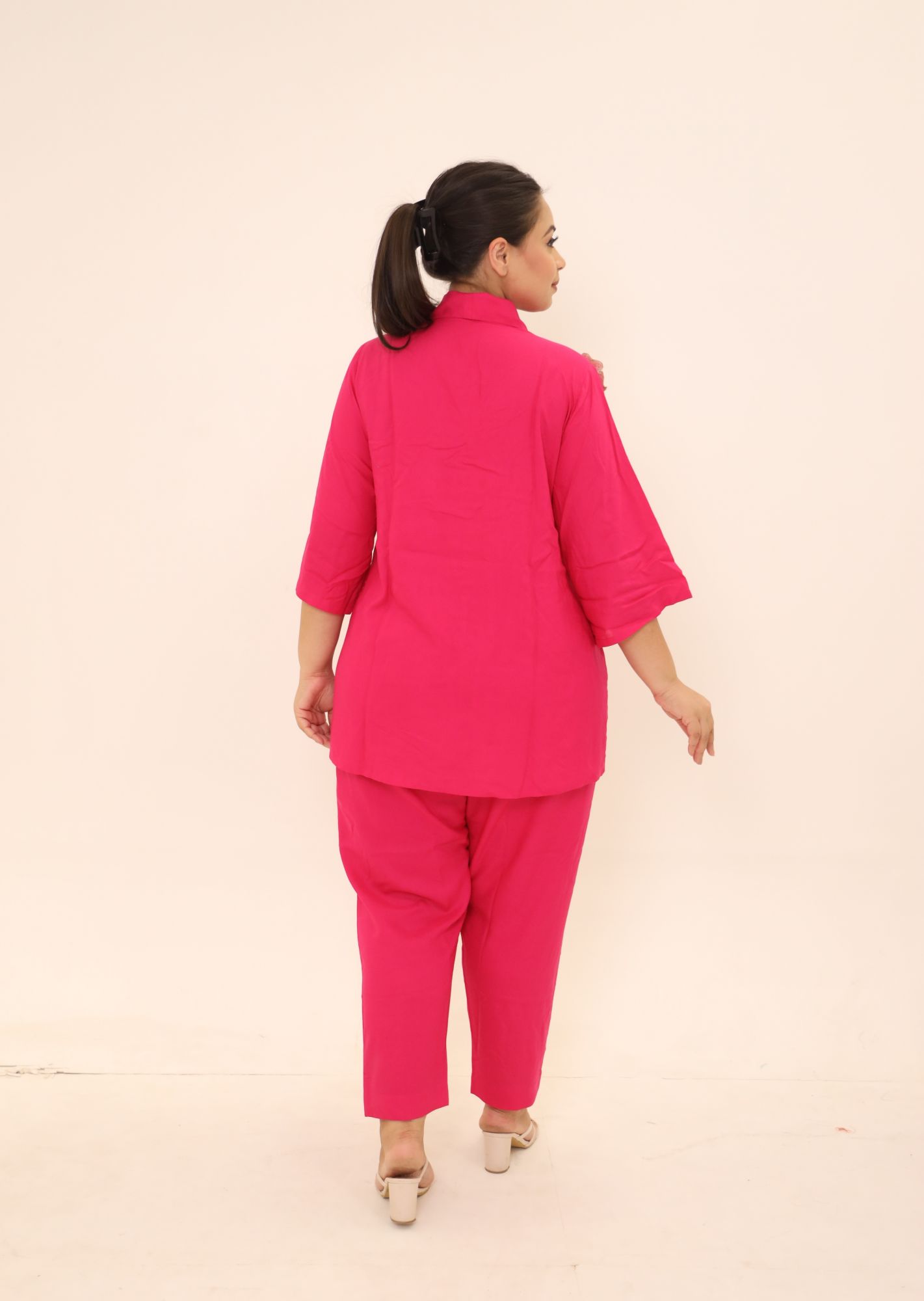 Rani Pink Floral Embroidered Coord Set