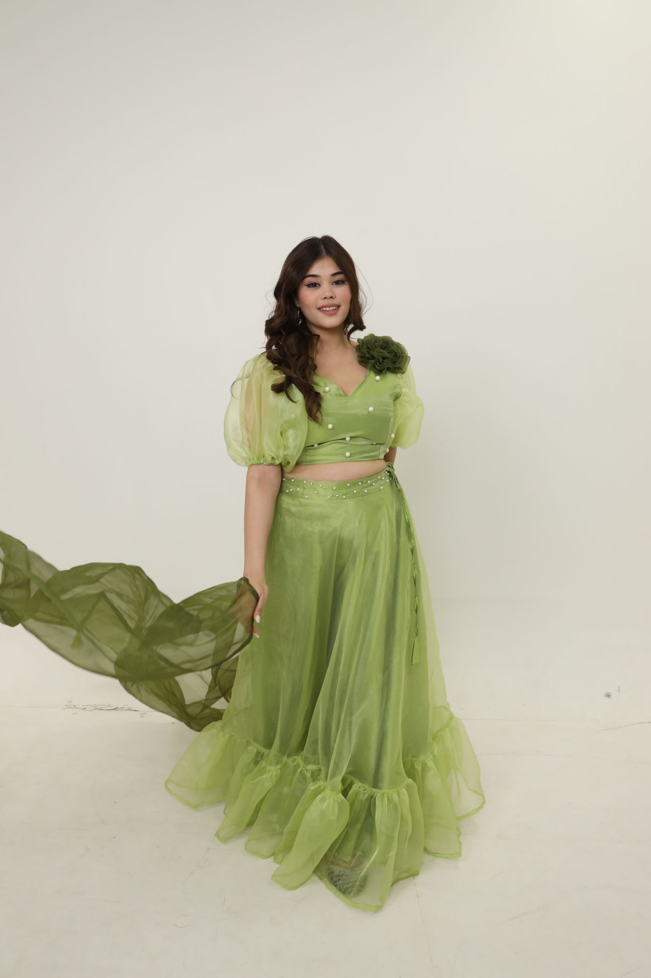 Green Orgenza Lehenga Set
