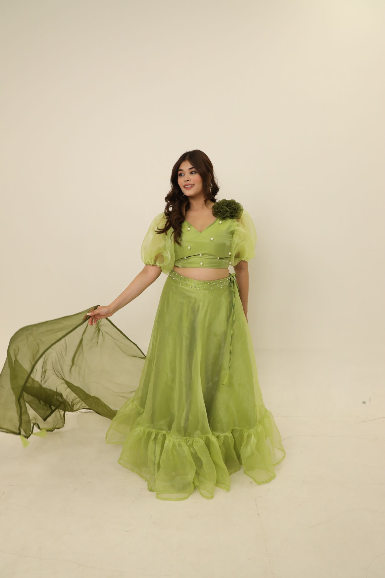 Green Orgenza Lehenga Set