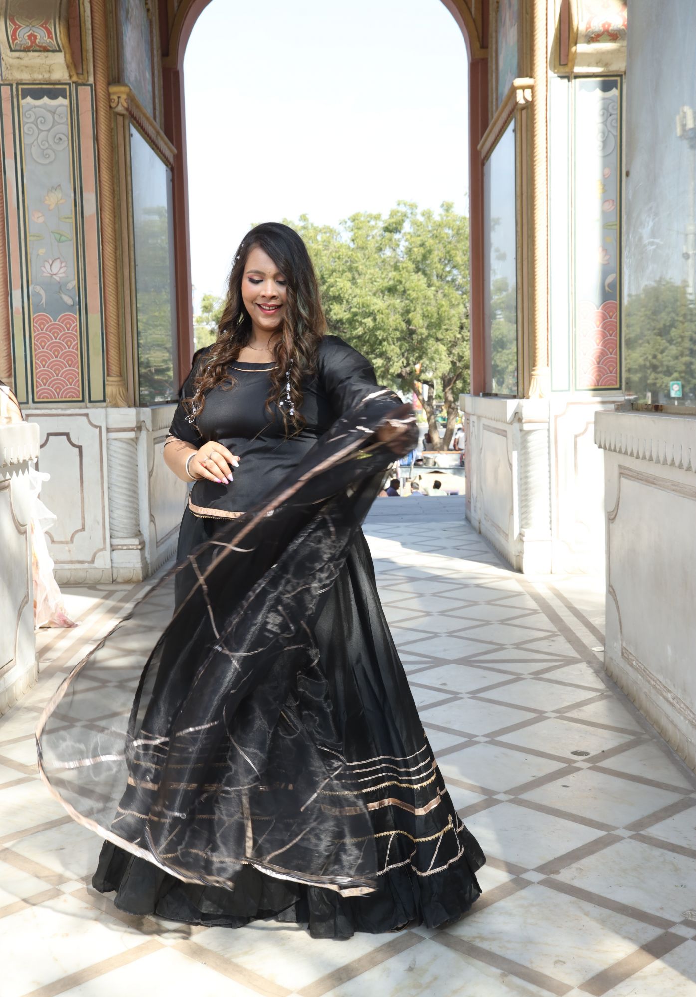 Black Gota Work Lehenga Set