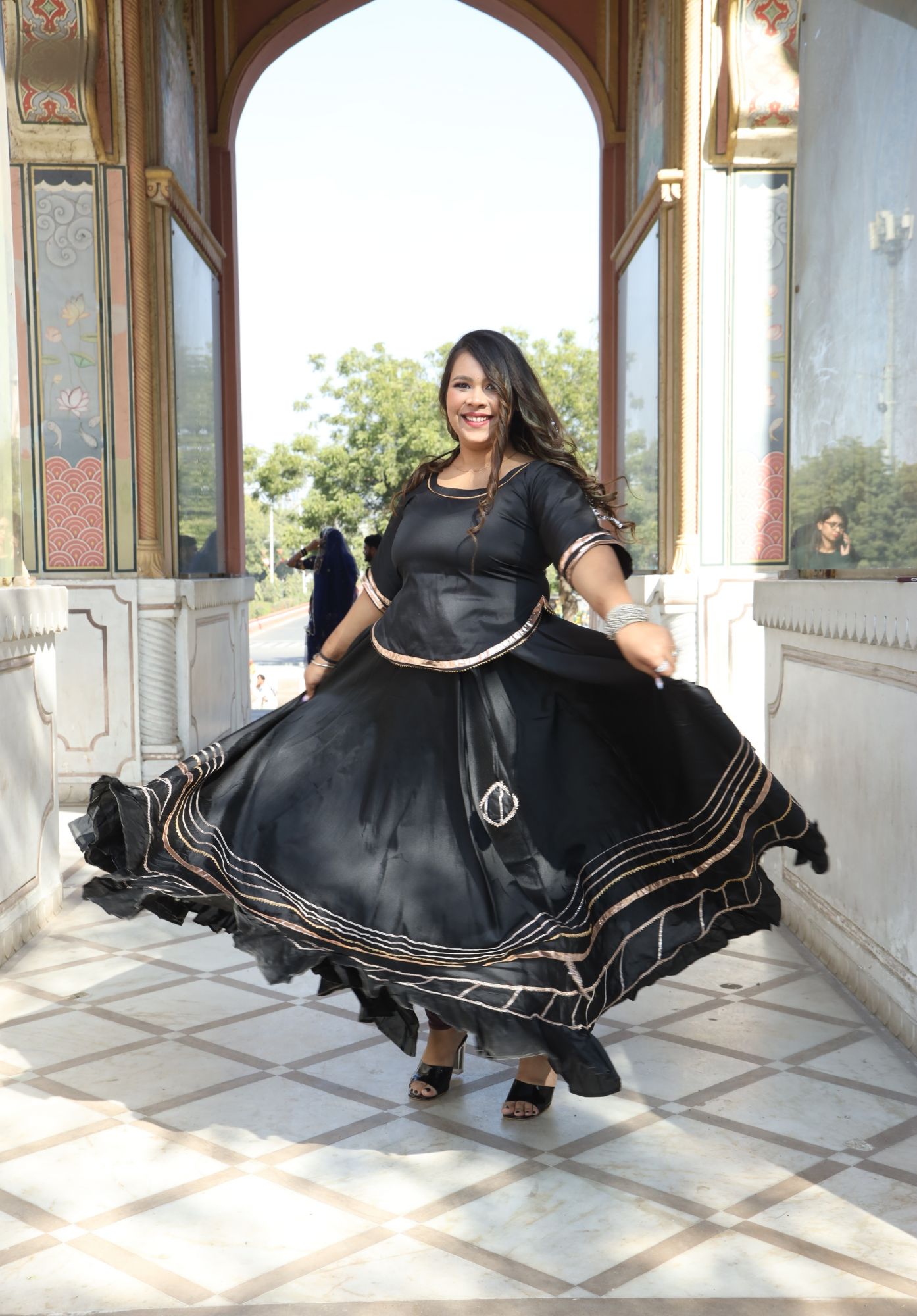 Black Gota Work Lehenga Set