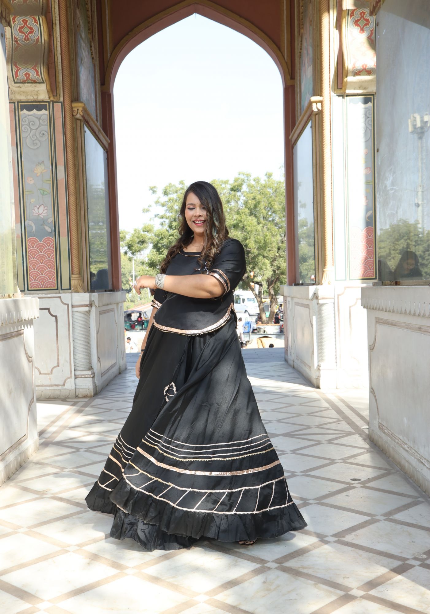 Black Gota Work Lehenga Set