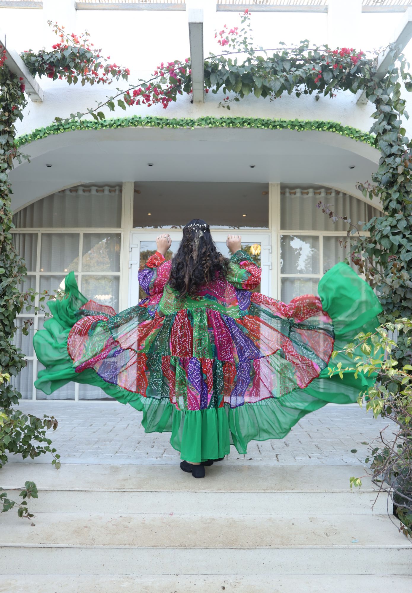 Colorful Bandhani Printed Georgette Flared Shrug