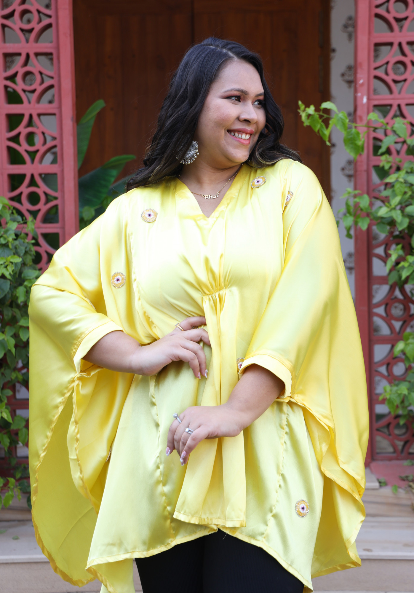 May Every Evil Eye Go Blind Kaftan in Yellow