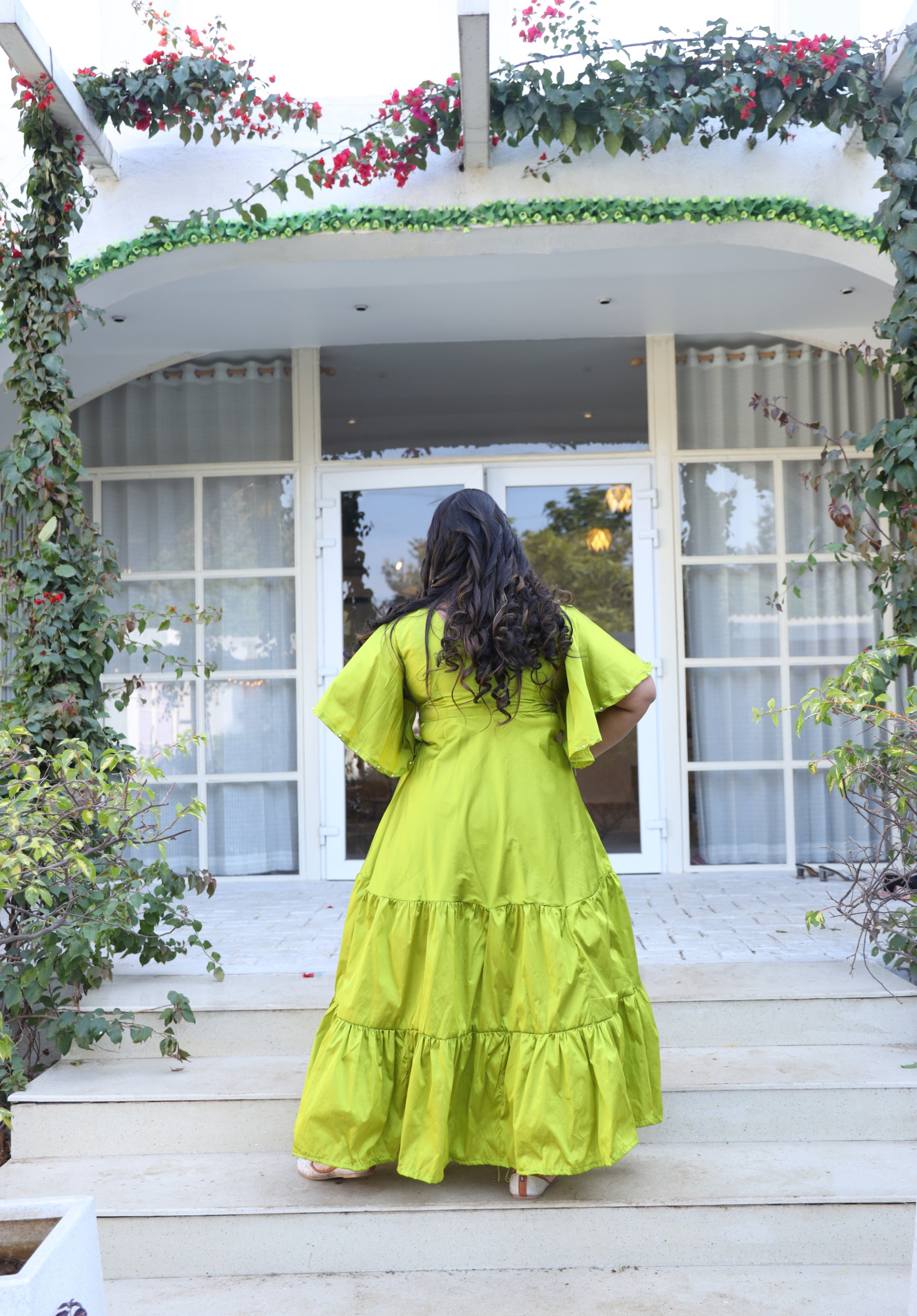 Lime Pop Embellished Tiered Dress