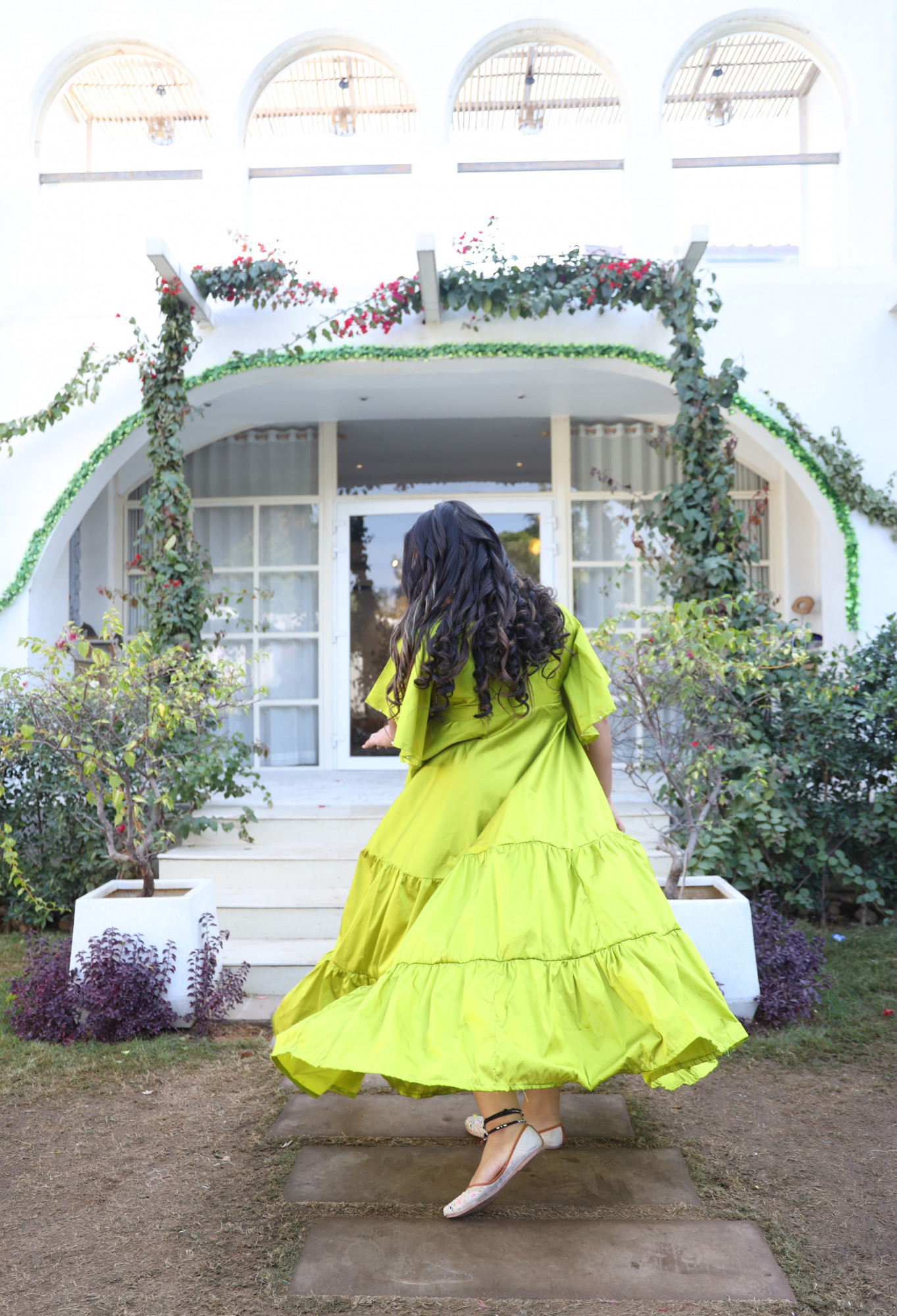 Lime Pop Embellished Tiered Dress