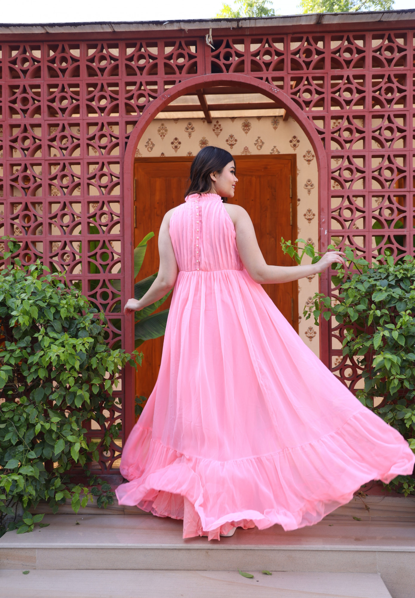 Inayaa Pink Georgette Dress