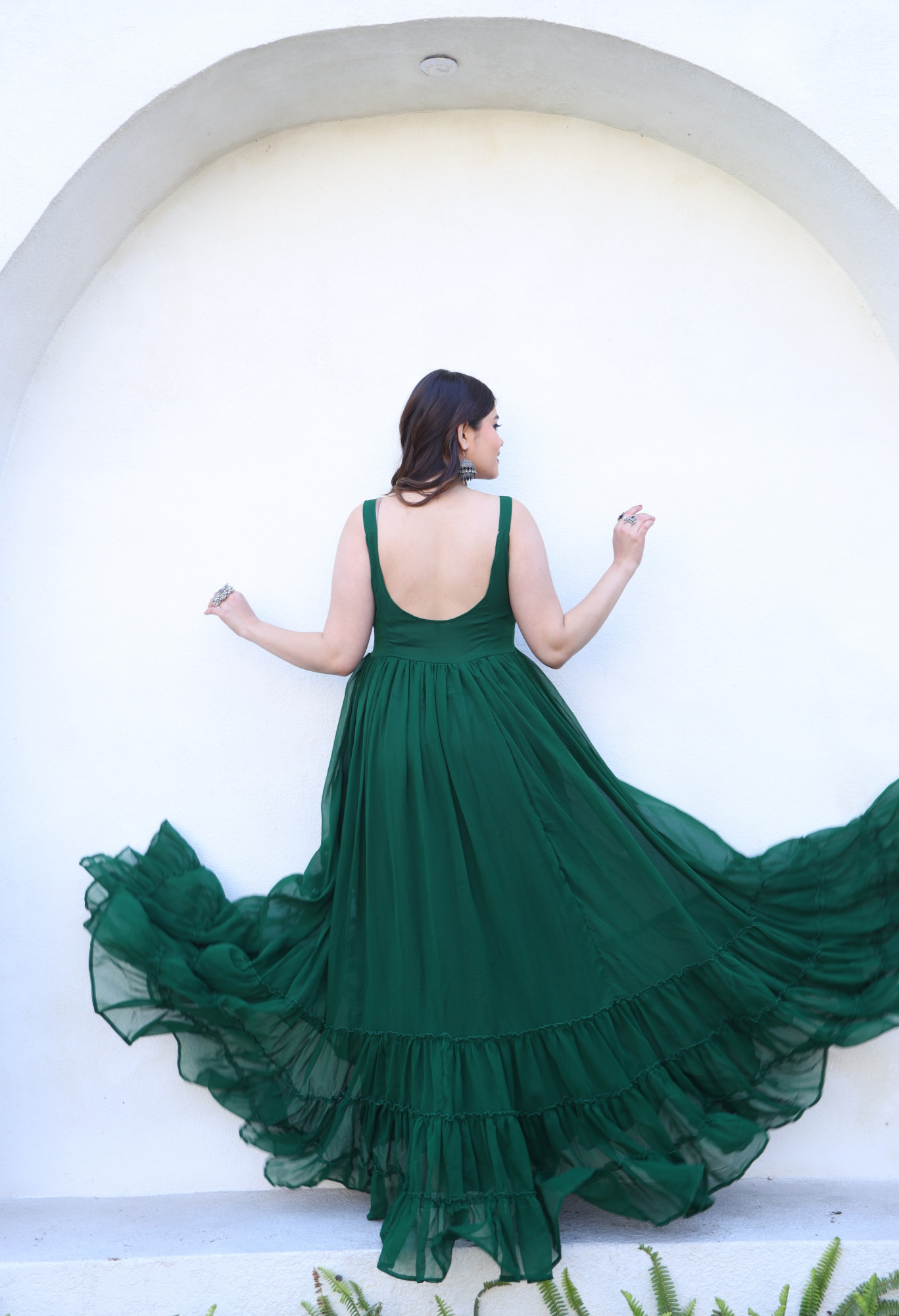 Tamanna Bottle green Georgette Dress