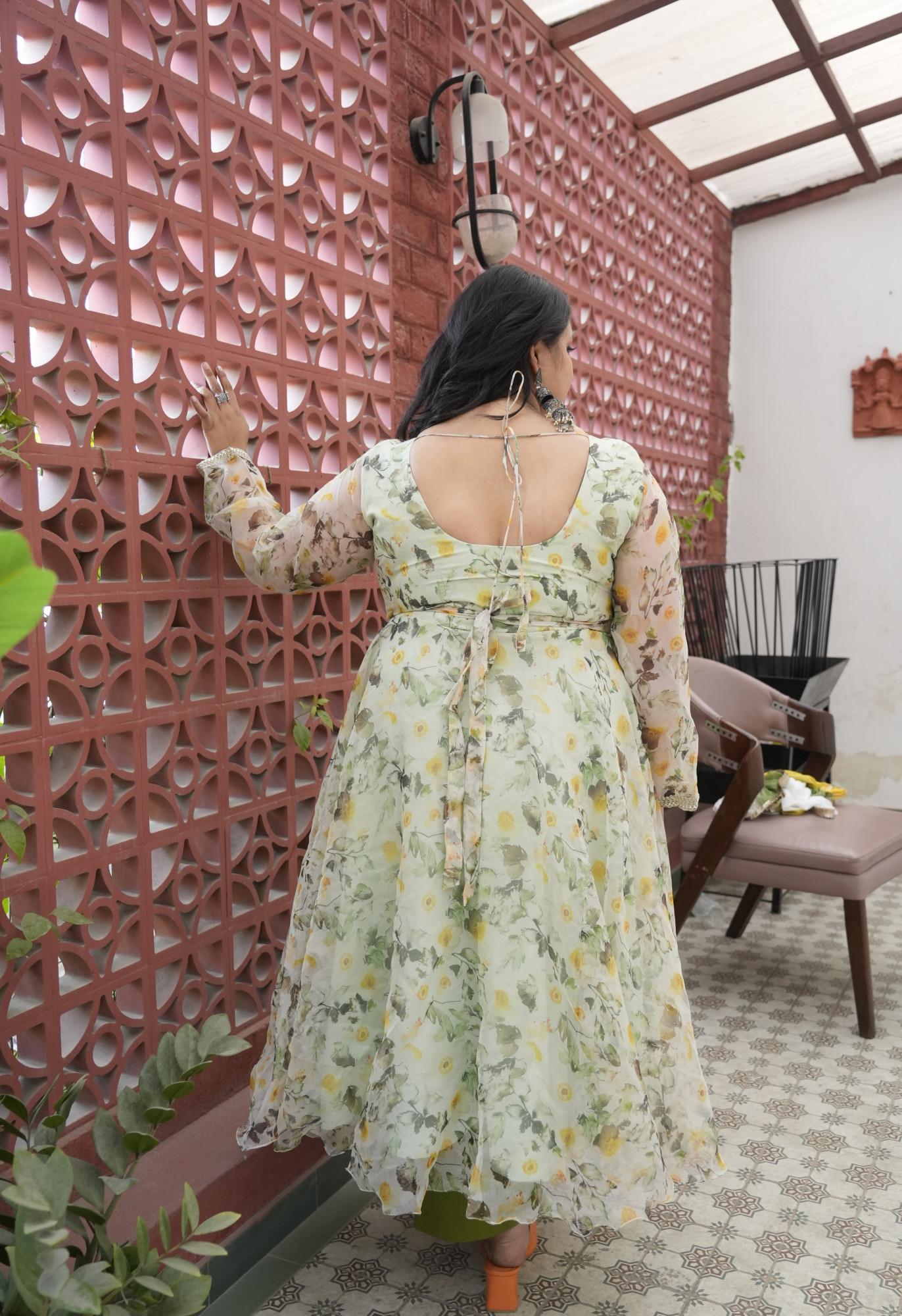 Dewy Bloom Bliss Off white Orgenza Anarkali Set