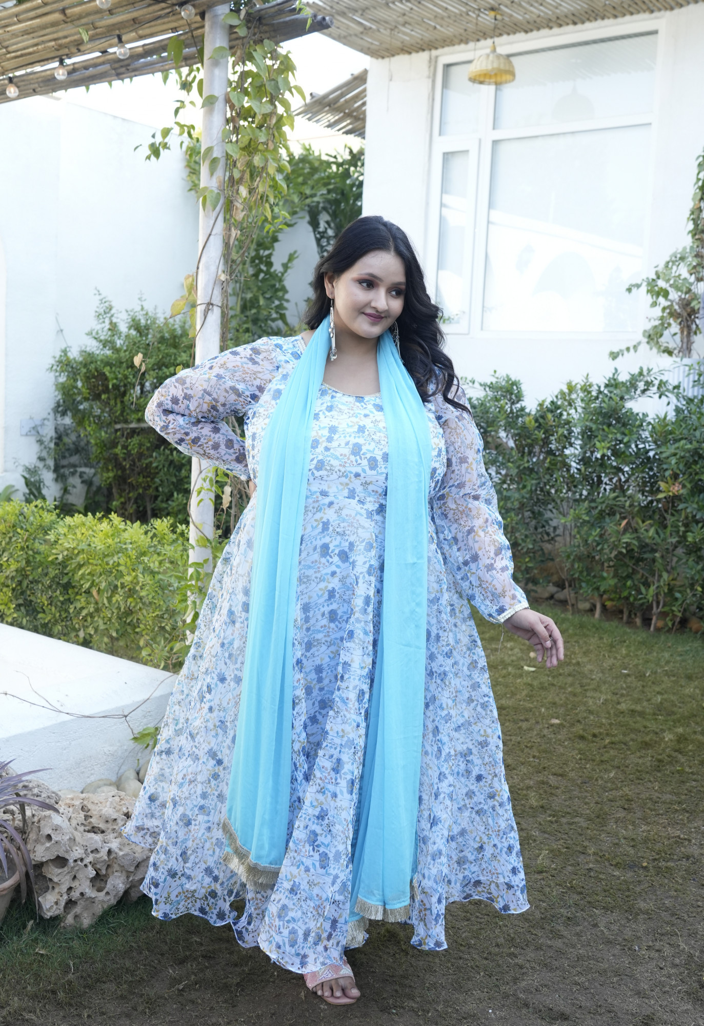 Dreamy Sky Bloom Bliss Orgenza Anarkali Set