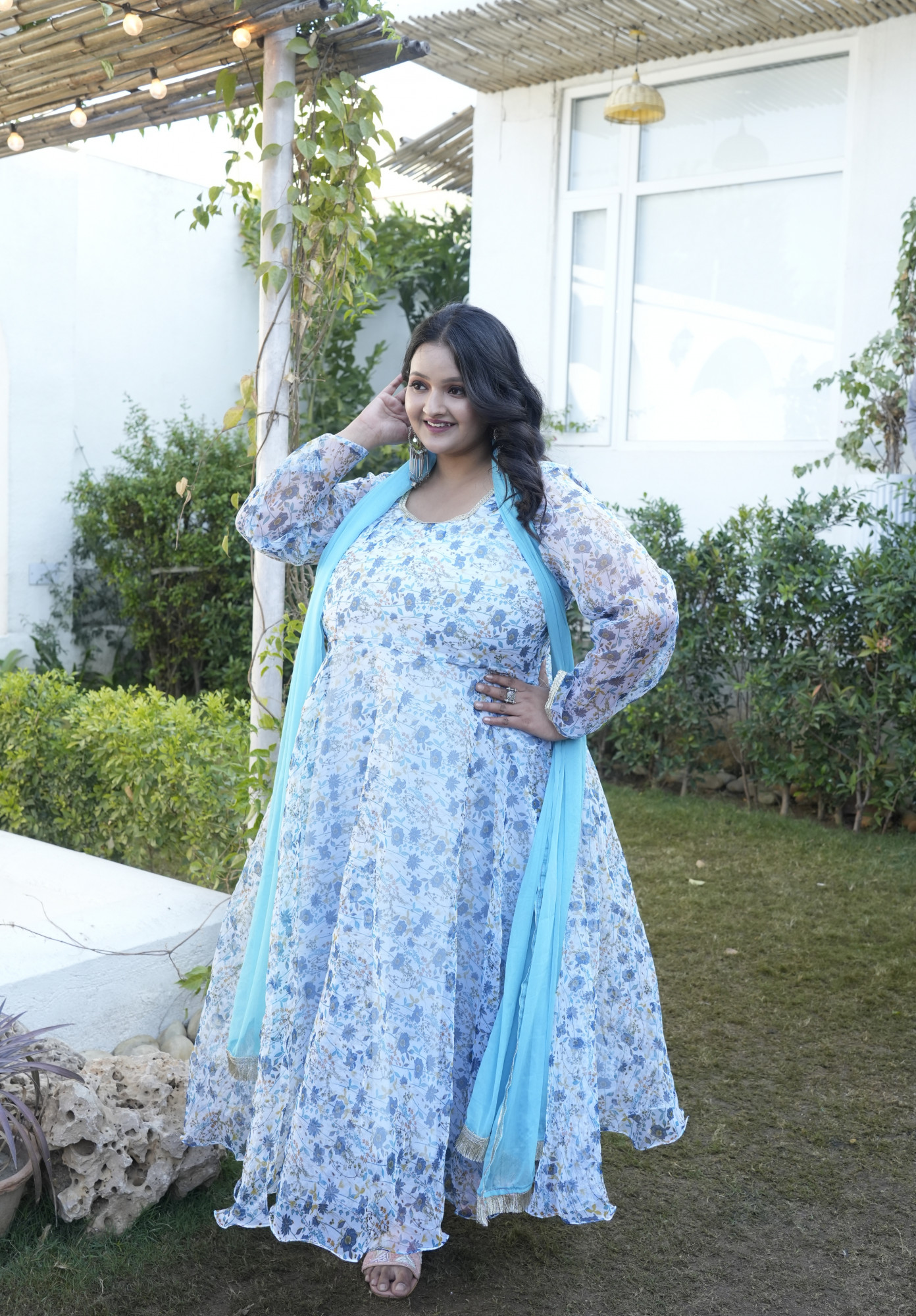 Dreamy Sky Bloom Bliss Orgenza Anarkali Set