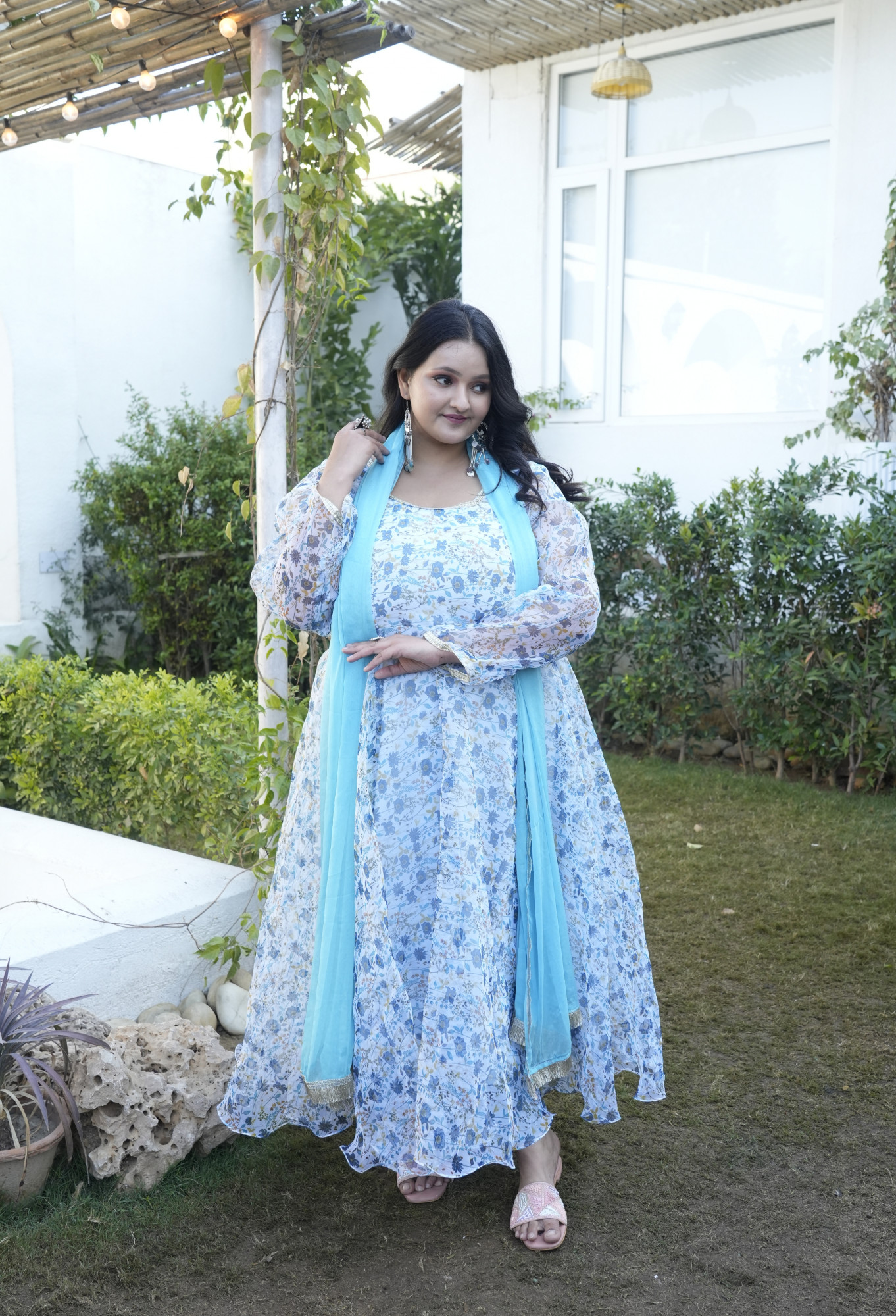 Dreamy Sky Bloom Bliss Orgenza Anarkali Set
