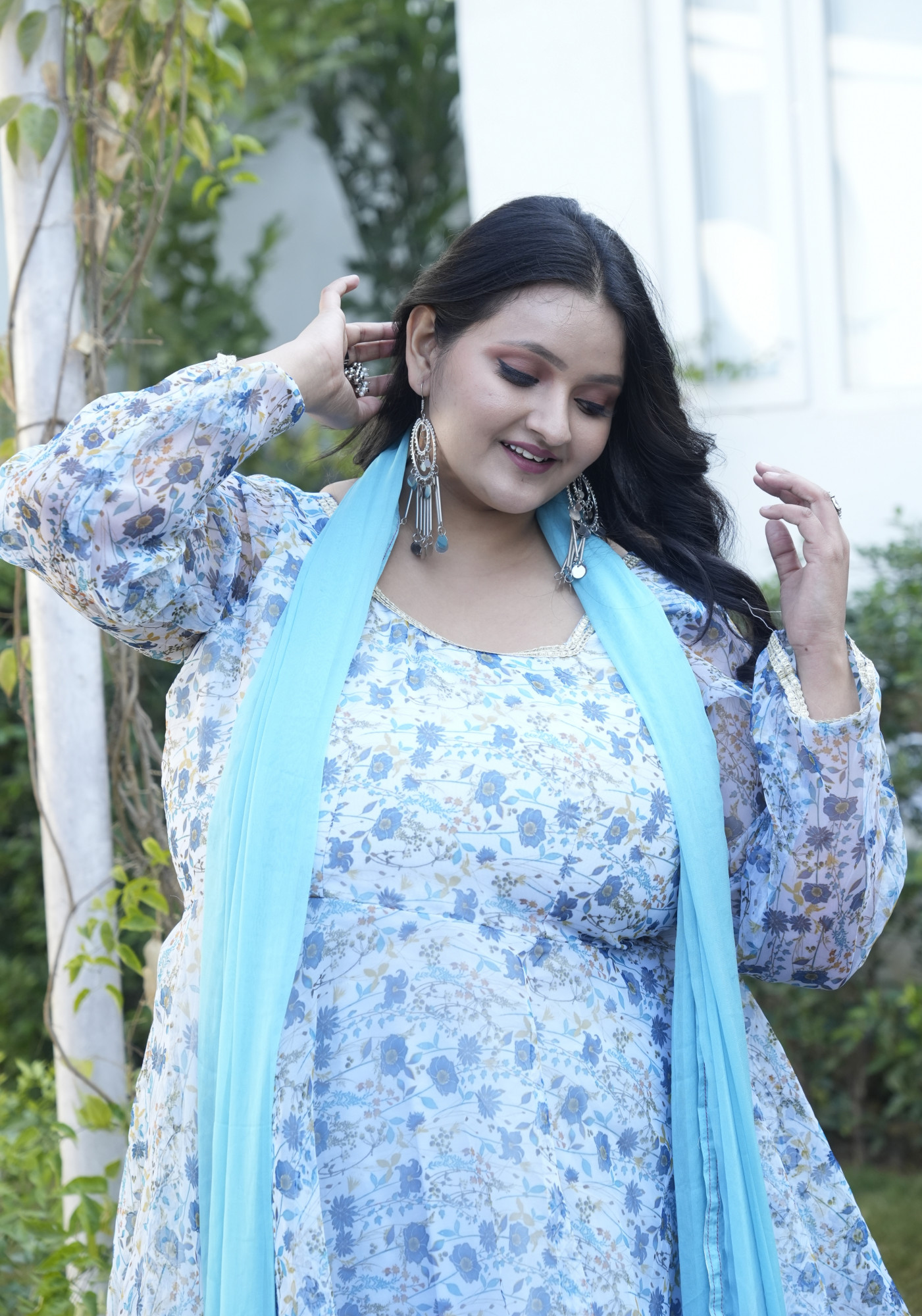 Dreamy Sky Bloom Bliss Orgenza Anarkali Set
