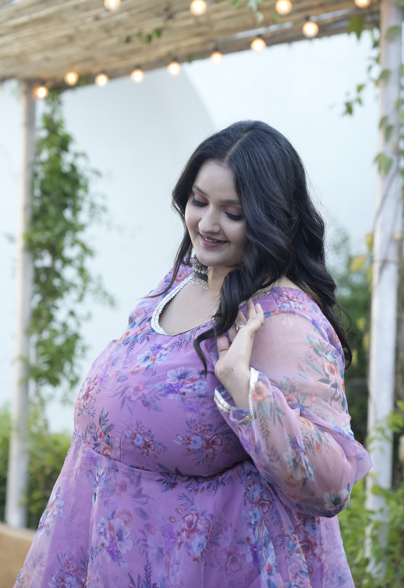 Dusky Floral Printed Orgenza Anarkali Set