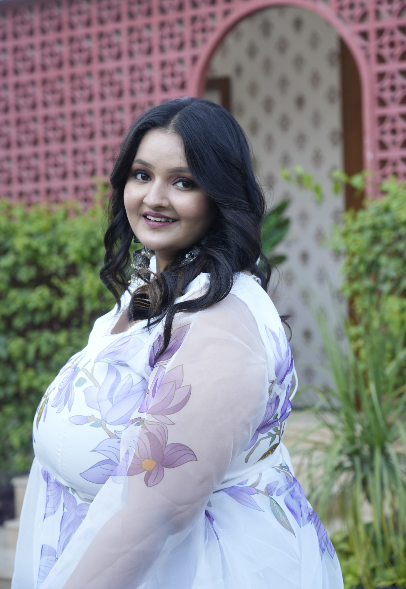 Peace Lavender Floral Orgenza Anarkali Set