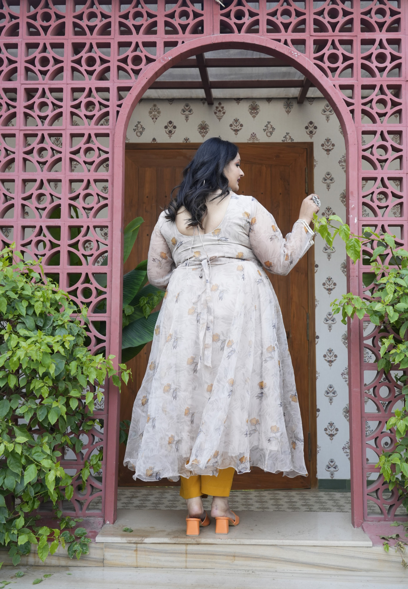 Citrine Floral Orgenza Anarkali Set