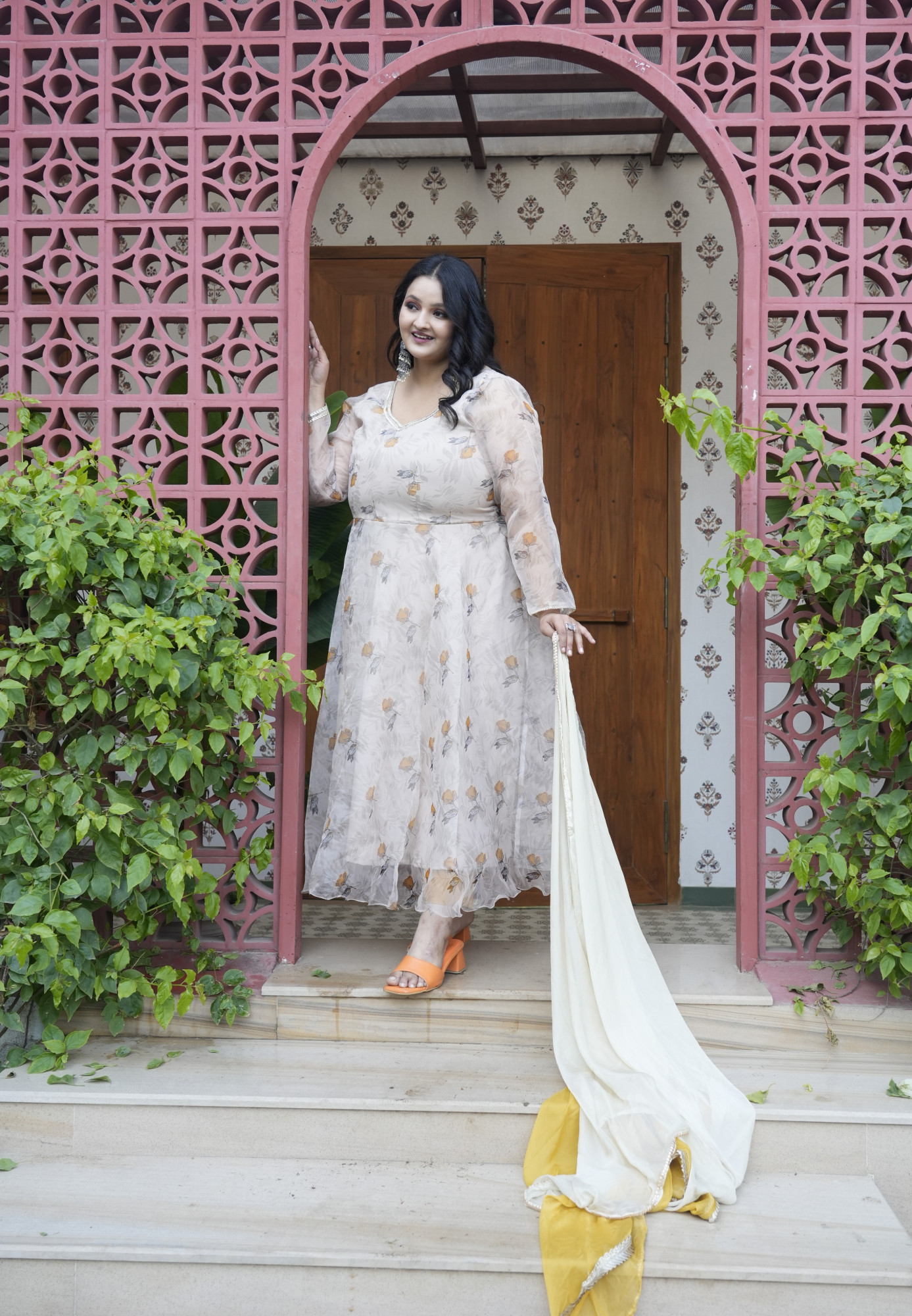Citrine Floral Orgenza Anarkali Set