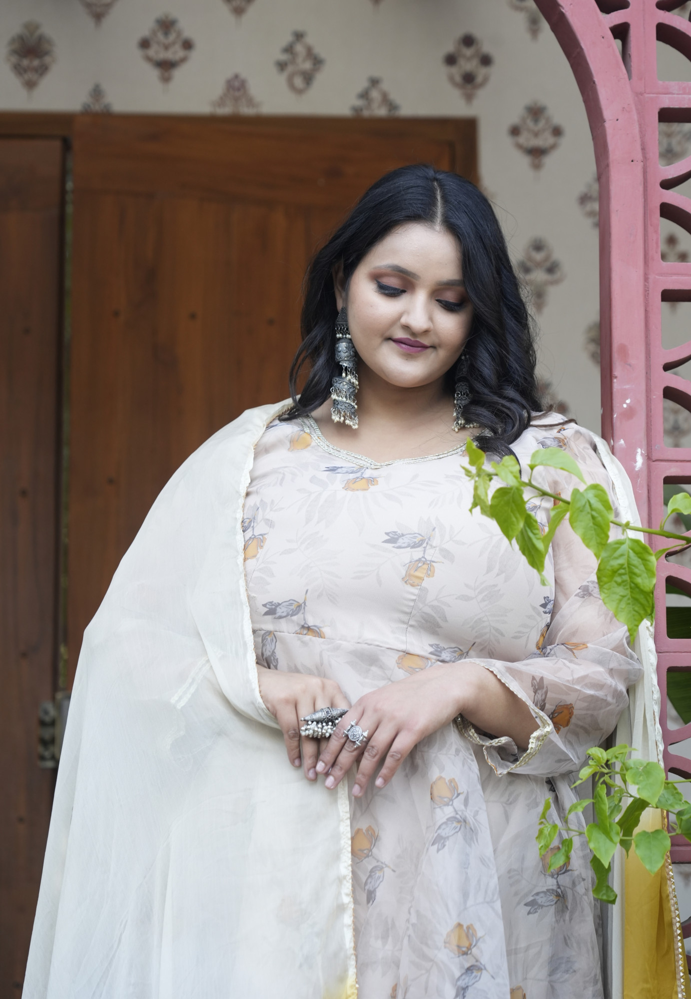 Citrine Floral Orgenza Anarkali Set