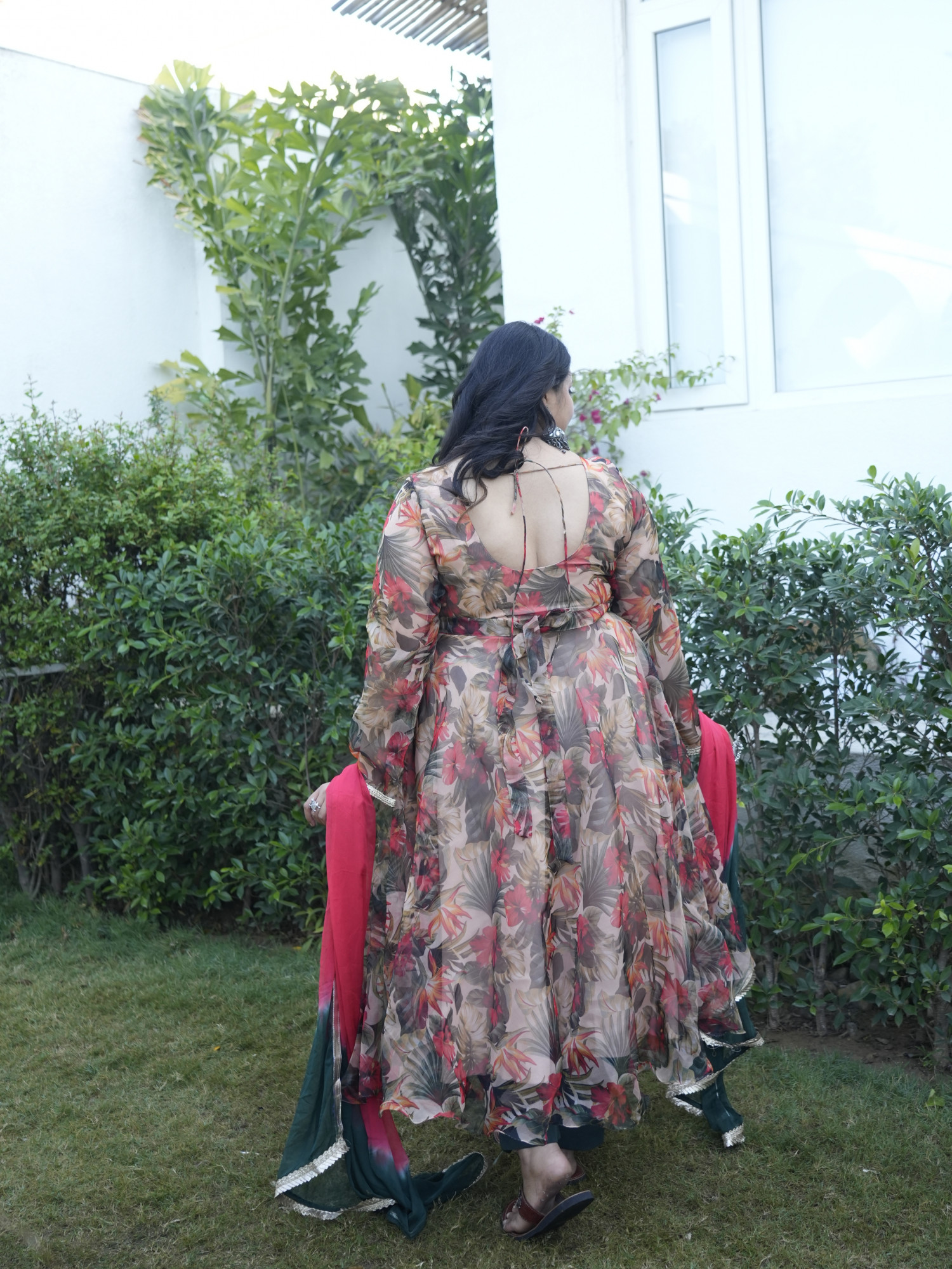 Autumn Floral Orgenza Anarkali Set