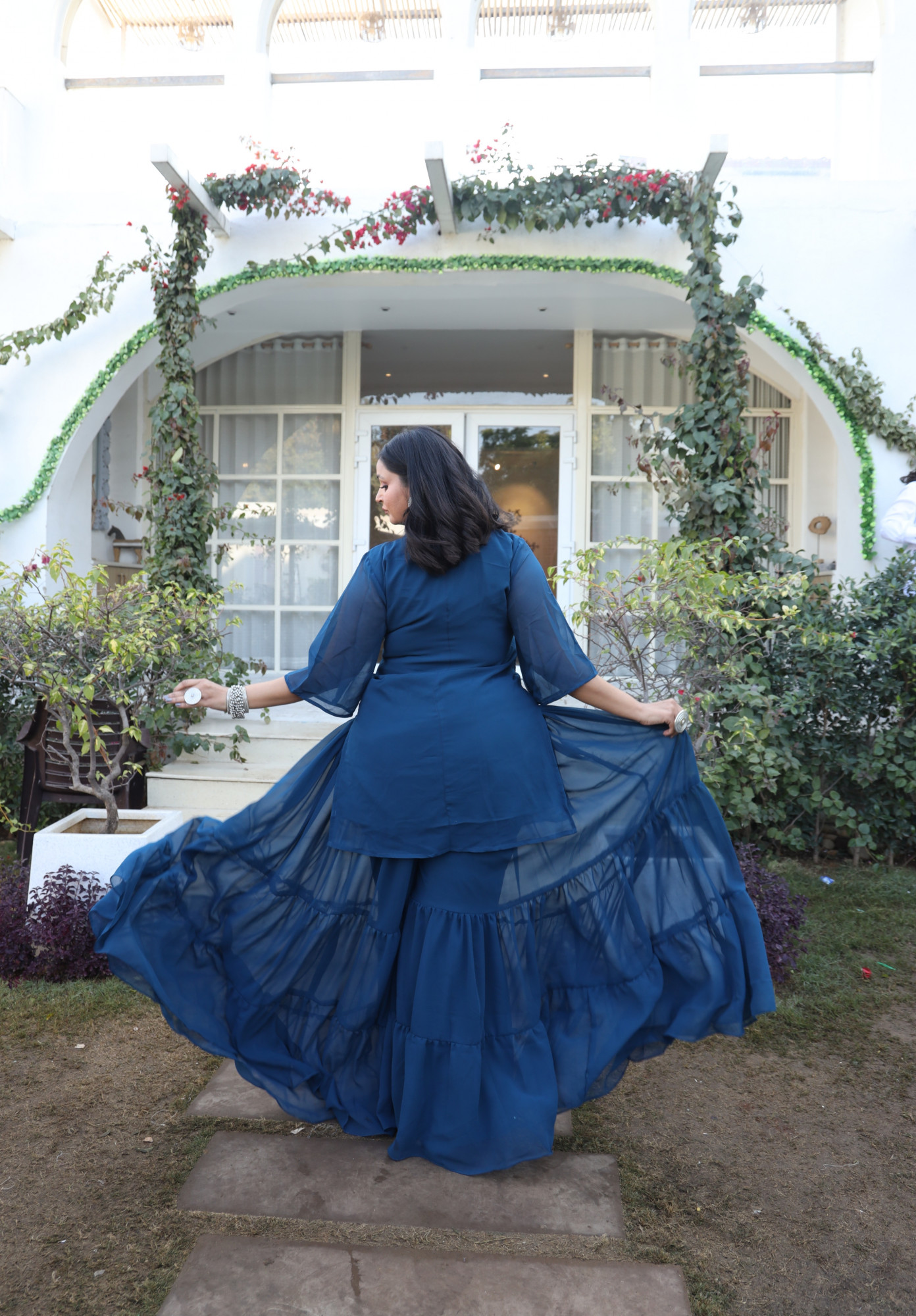 Misty Blue Georgette Sharara Set