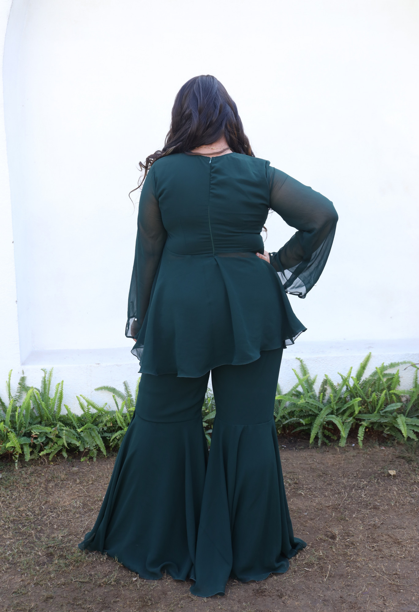 Green Goddess Georgette Sharara Set