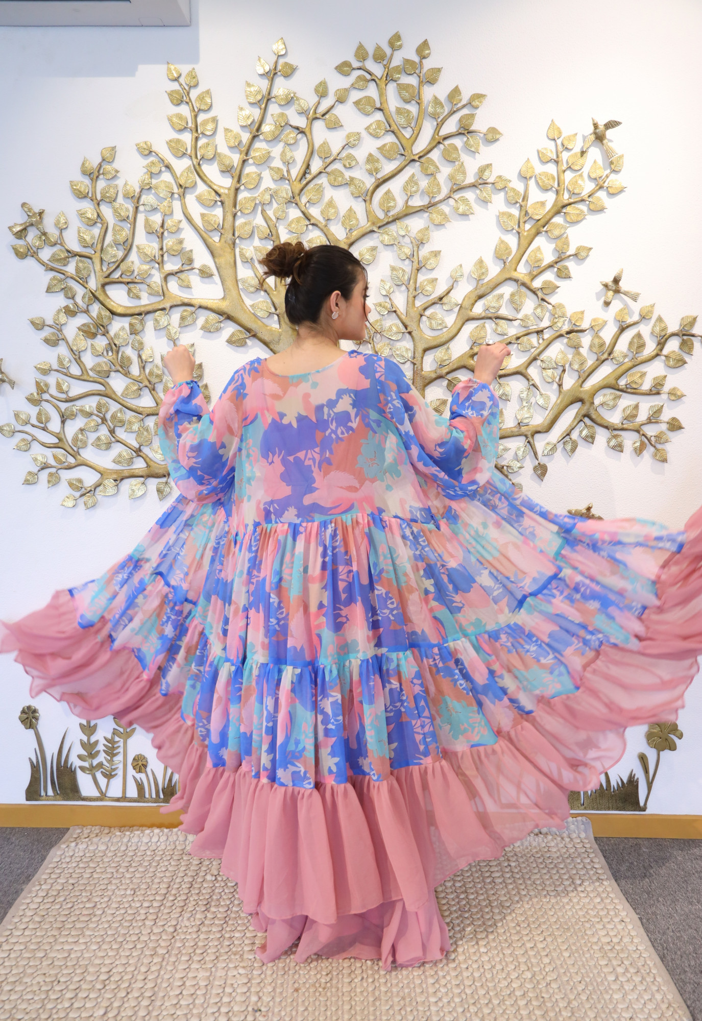 Onion Oracle Dress With Printed Shrug