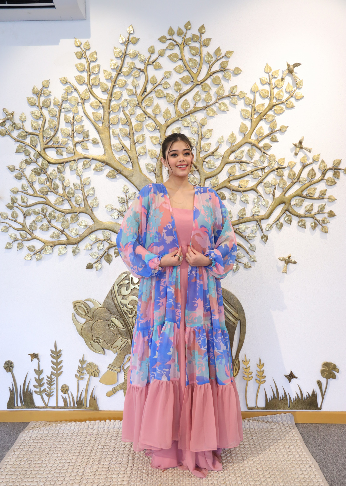 Onion Oracle Dress With Printed Shrug