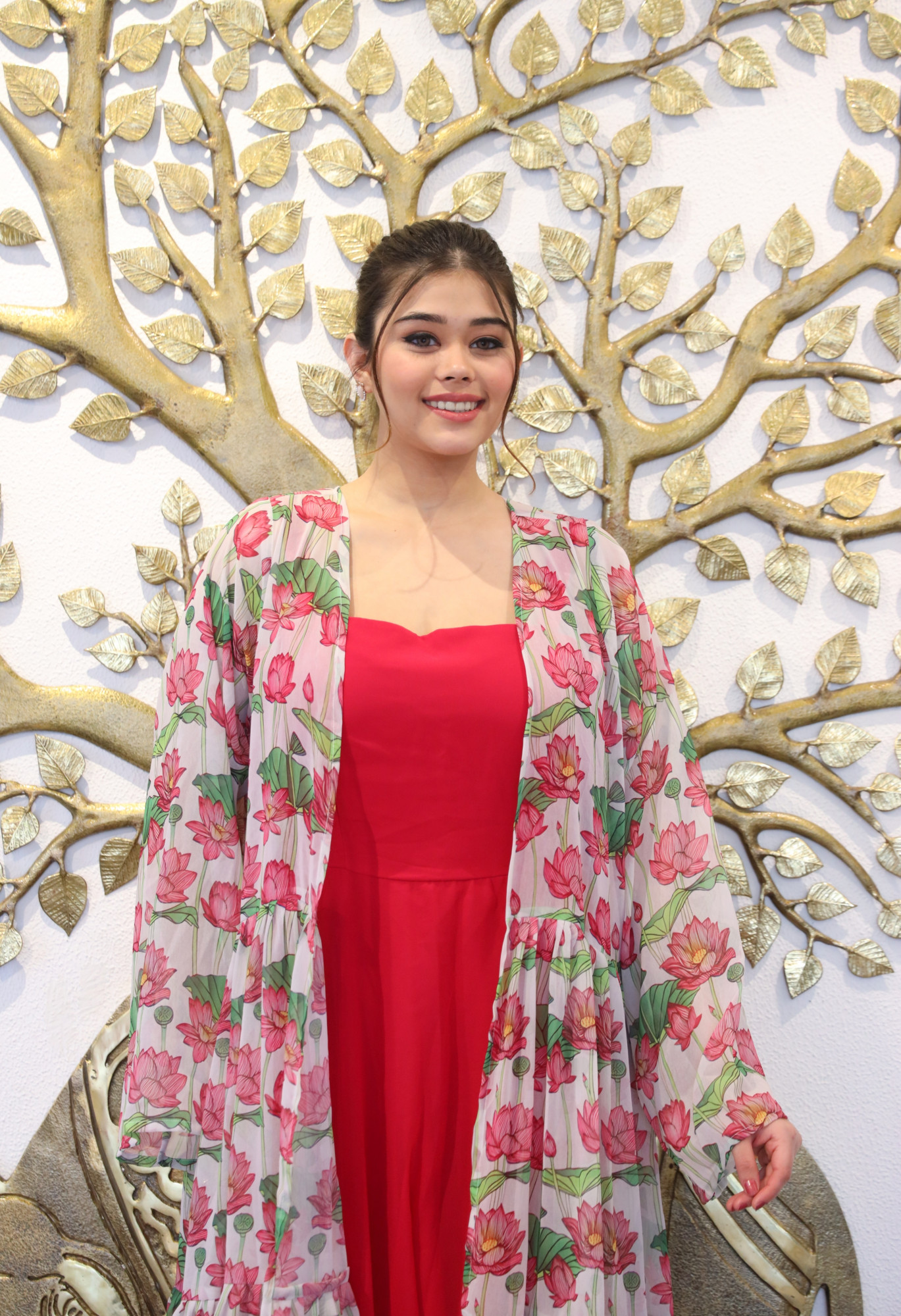 Cherry Blossom Dress With Printed Shrug