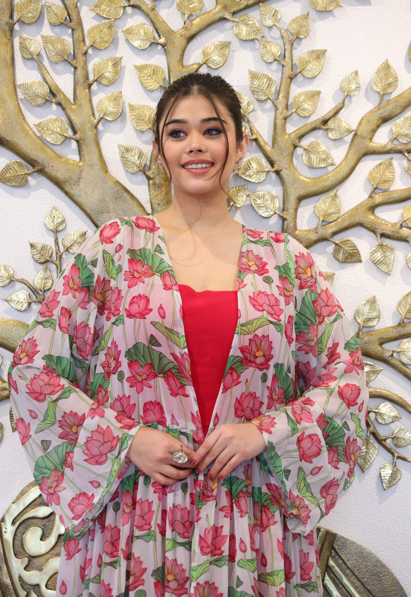 Cherry Blossom Dress With Printed Shrug