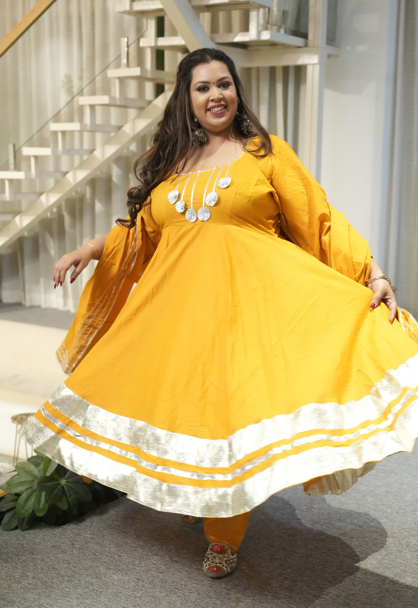 Noor Mustard Anarkali Set