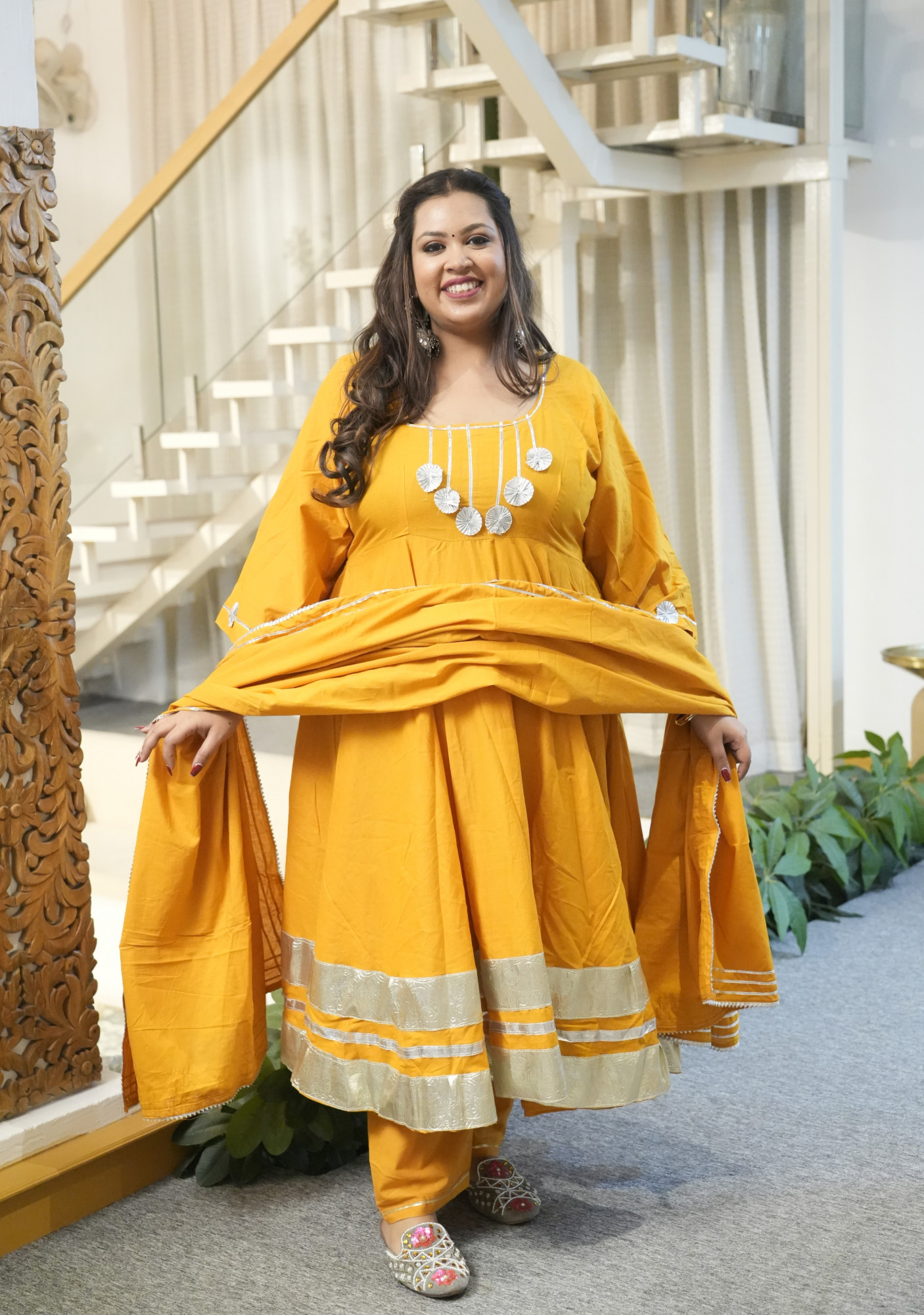 Noor Mustard Anarkali Set