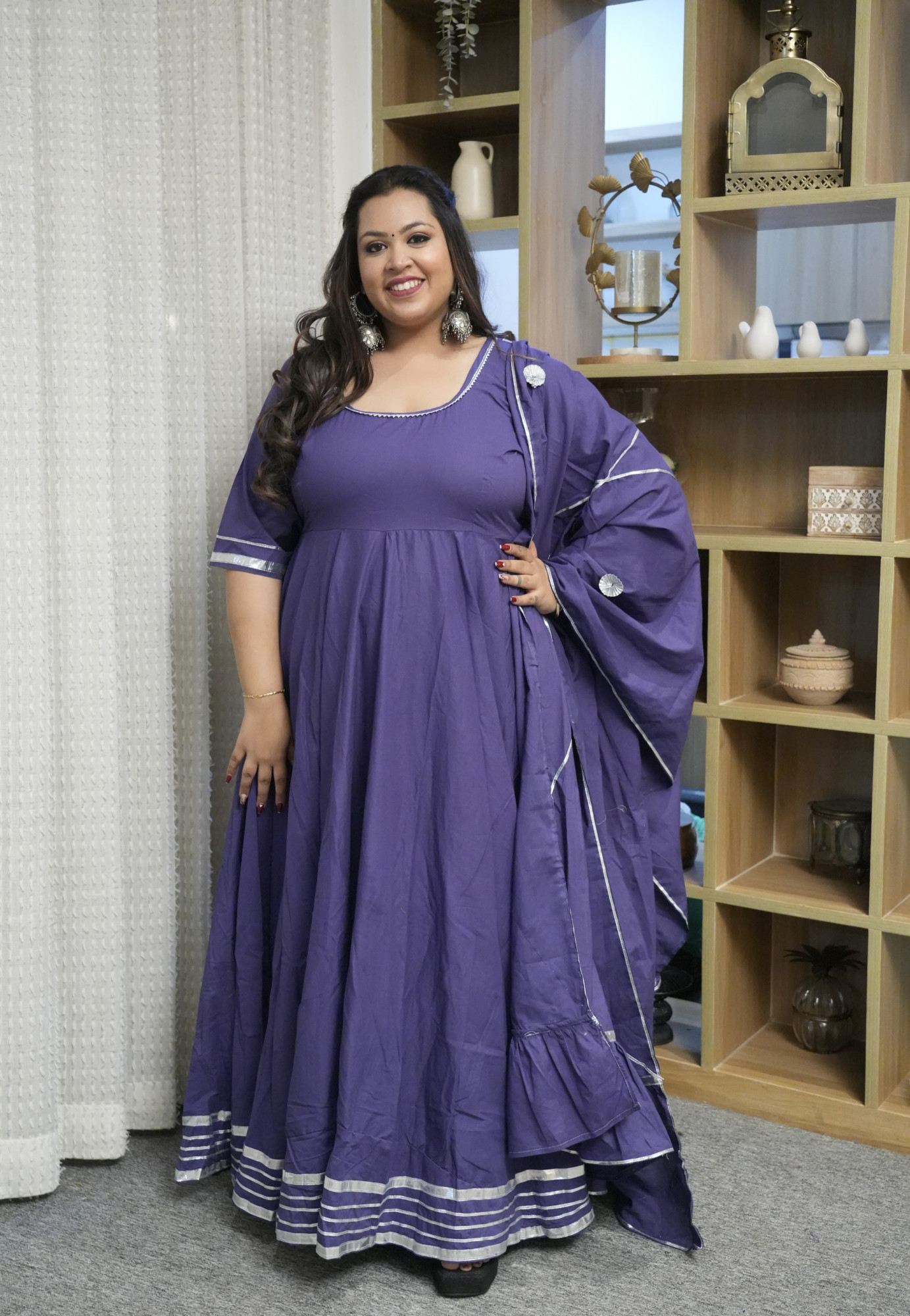 Sara Purple Anarkali Set