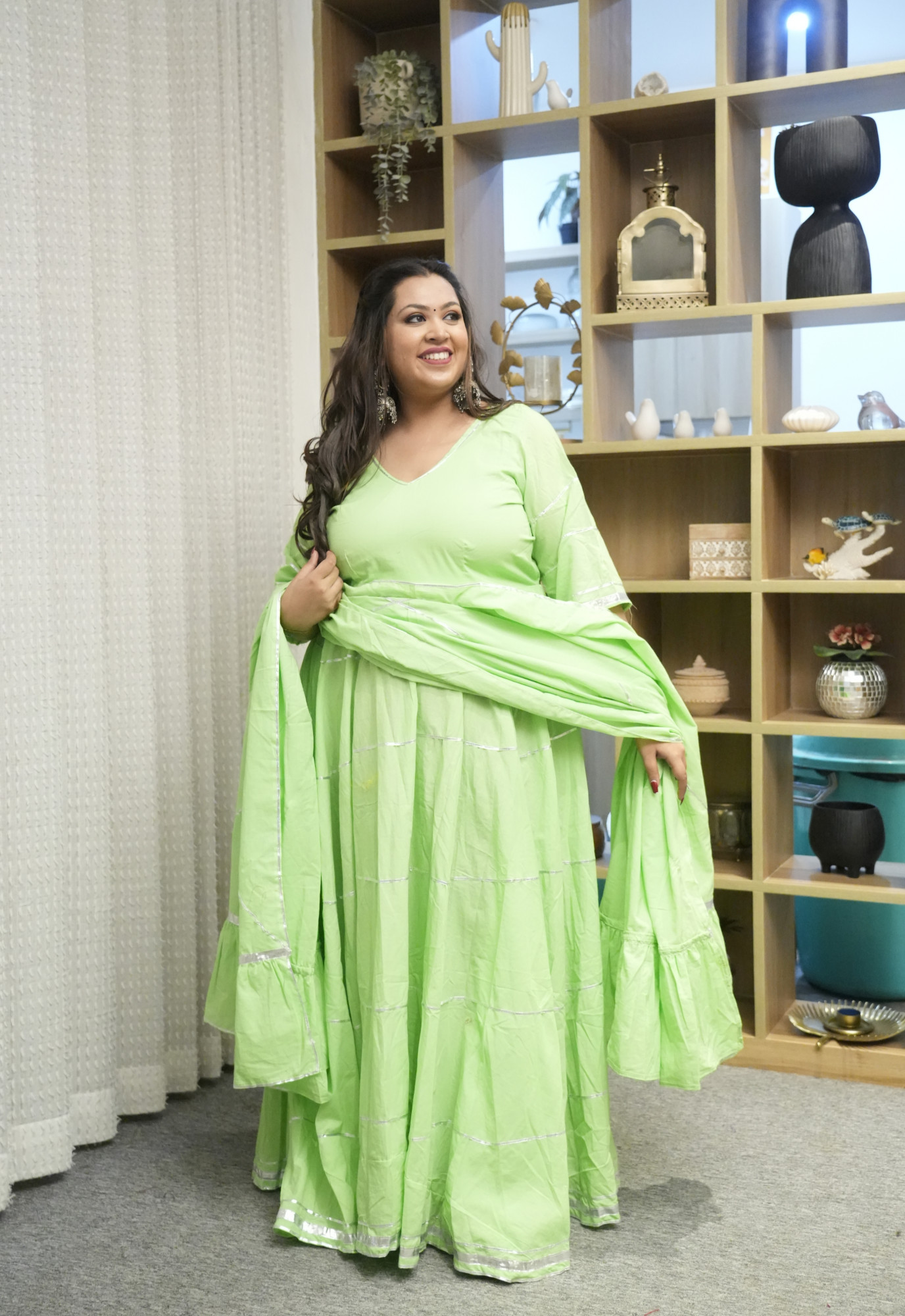 Zara Pastel Green Anarkali Set
