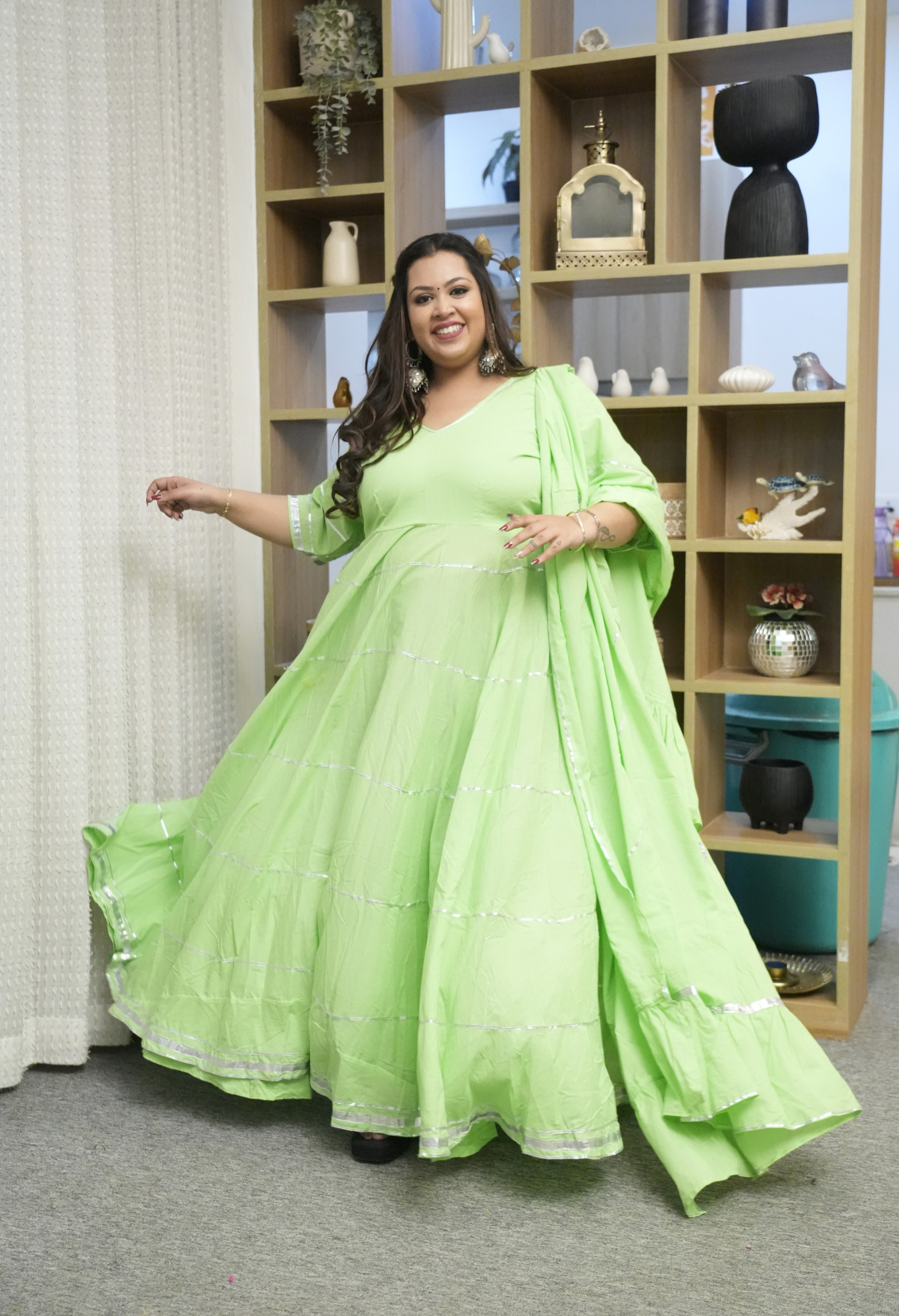 Zara Pastel Green Anarkali Set