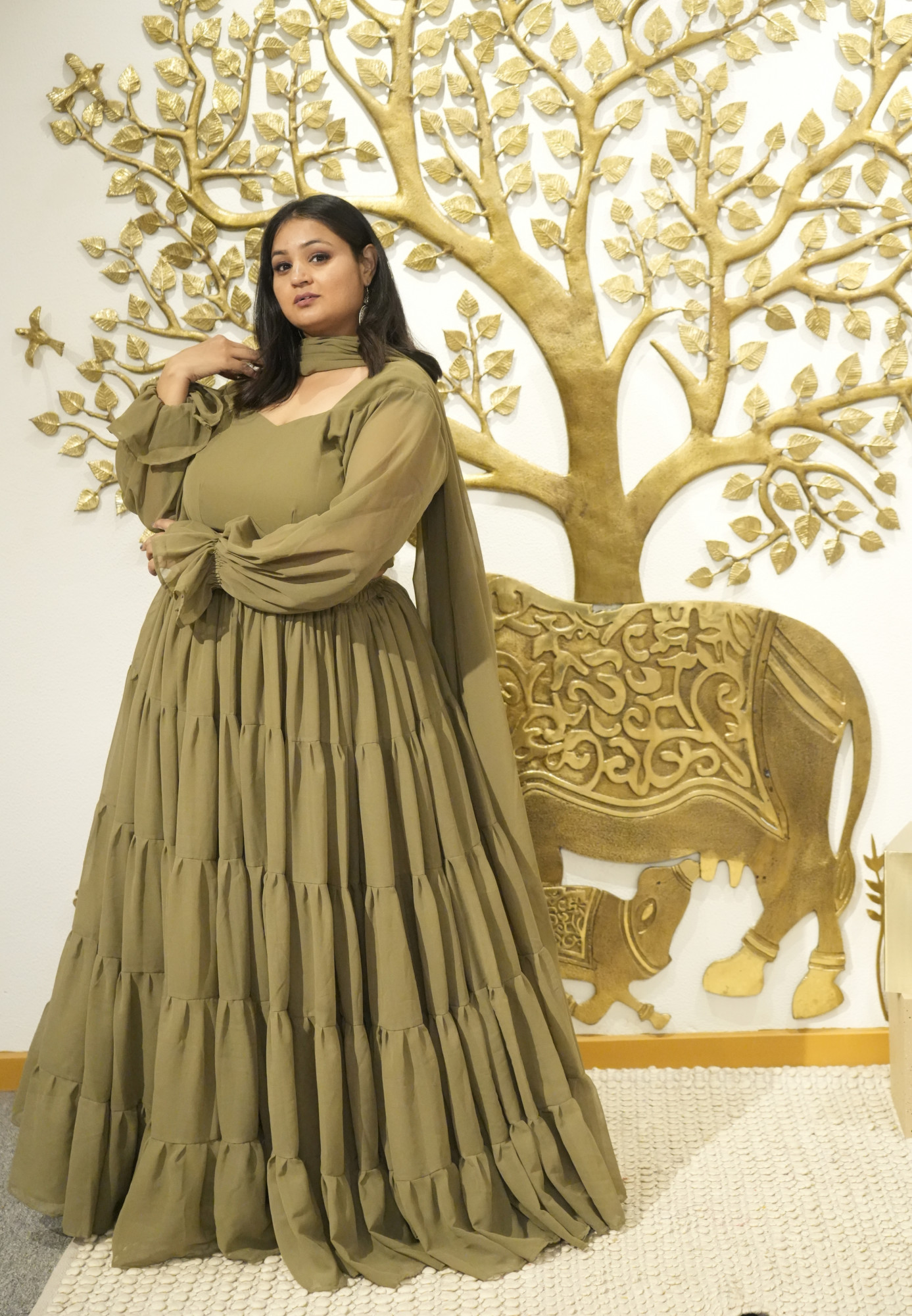 Glow Green Georgette Lehenga Set