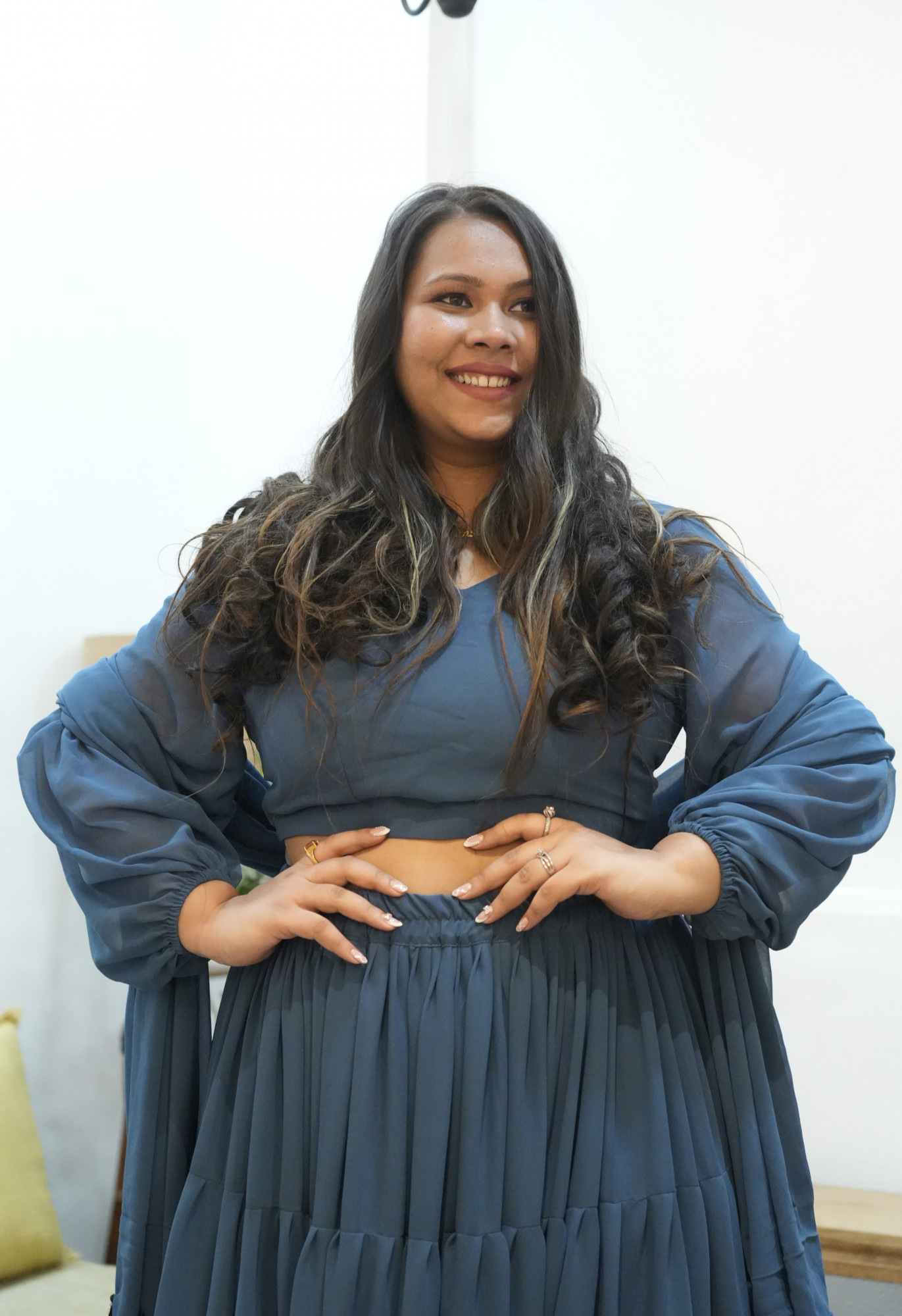 Dusky Grey Georgette Lehenga Set