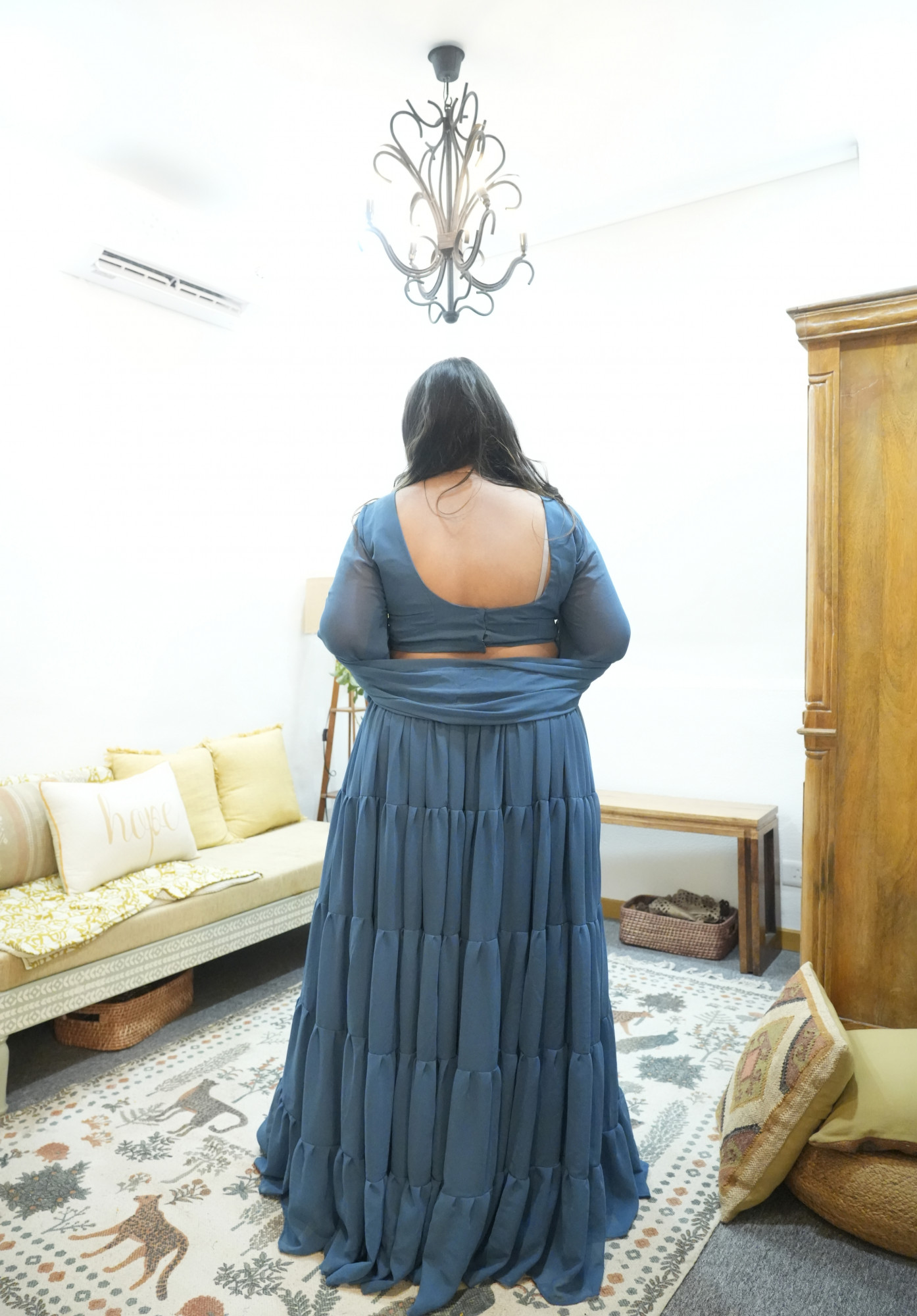 Dusky Grey Georgette Lehenga Set